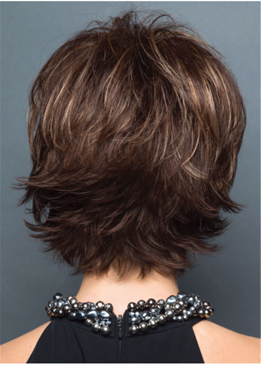 Short Layered Cut Women Synthetic Wavy Hair Wig 10Inches