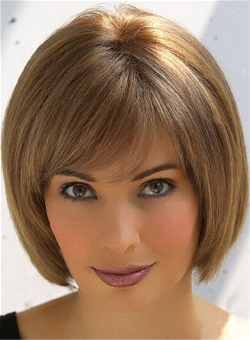 Short Straight Bob Style Human Hair Capless Wigs 10 Inches