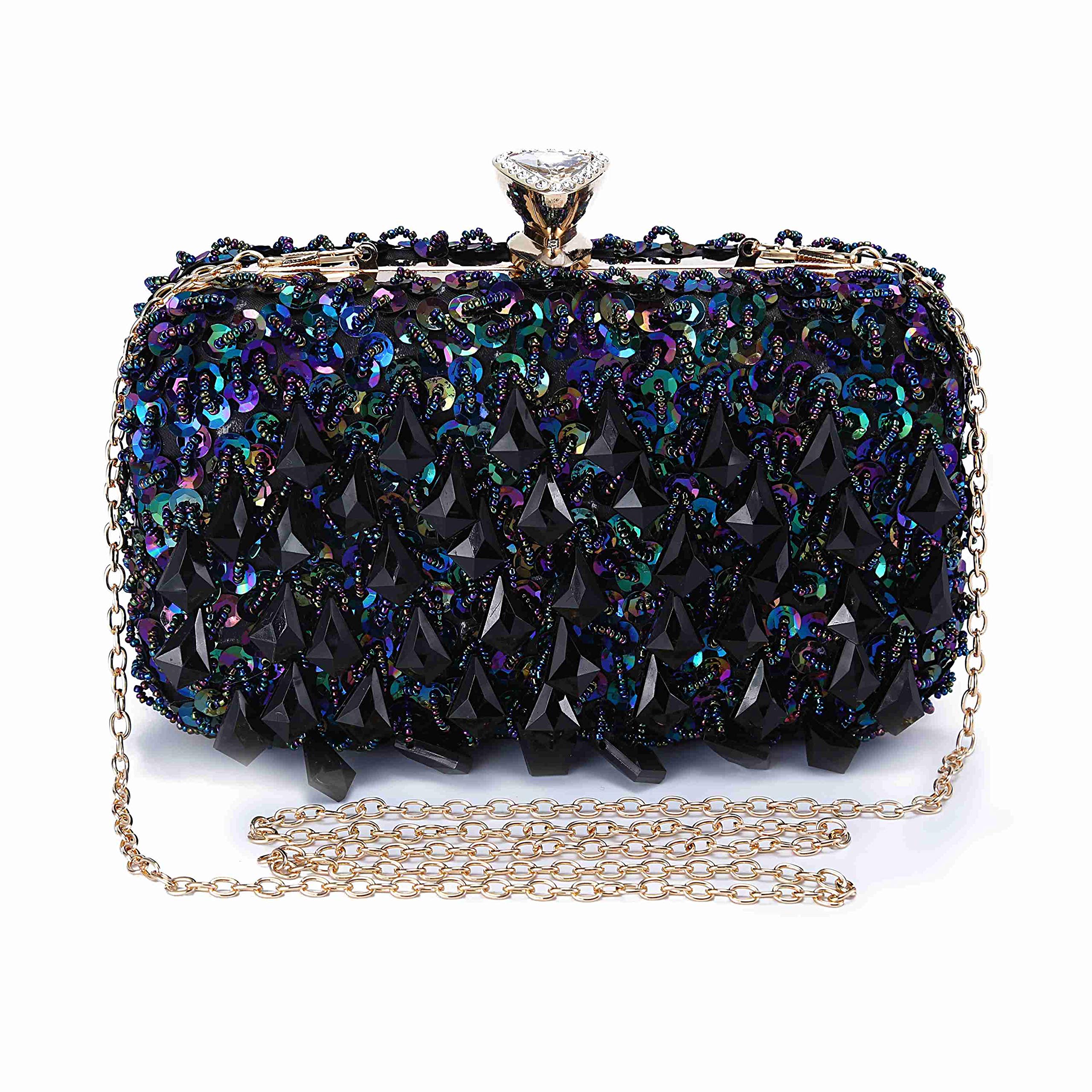 Women Wedding Clutch Rhinestone Bling Sequin Evening Bags Vintage Crystal Beaded Cocktail Party Party Purse