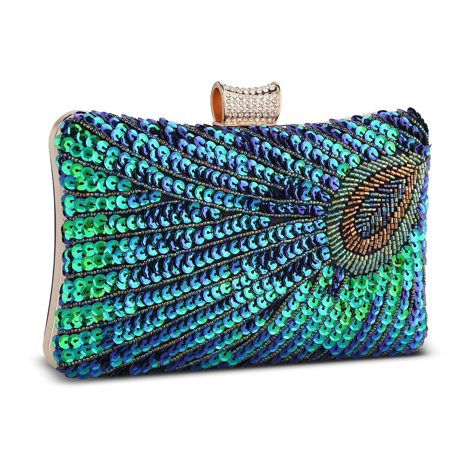 Beaded Sequin Peacock Evening Clutch Bags Party Wedding Purse