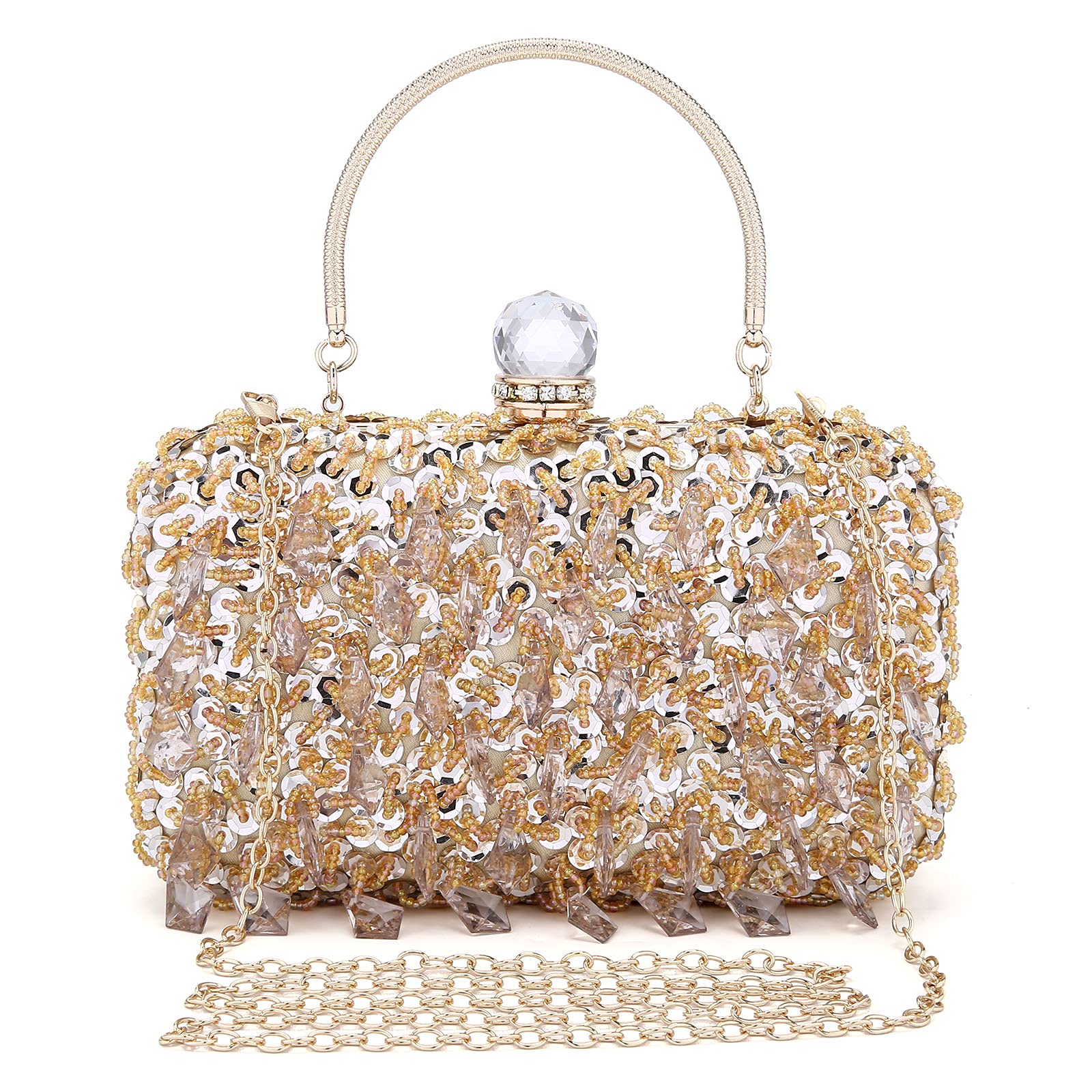 Women Wedding Clutch Rhinestone Bling Sequin Evening Bags Vintage Crystal Beaded Cocktail Party Party Purse