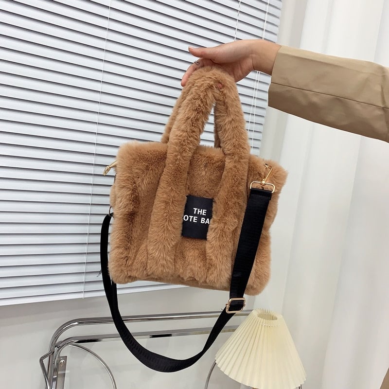 Fluffy Faux Fur Tote Shoulder Crossbody Handbag