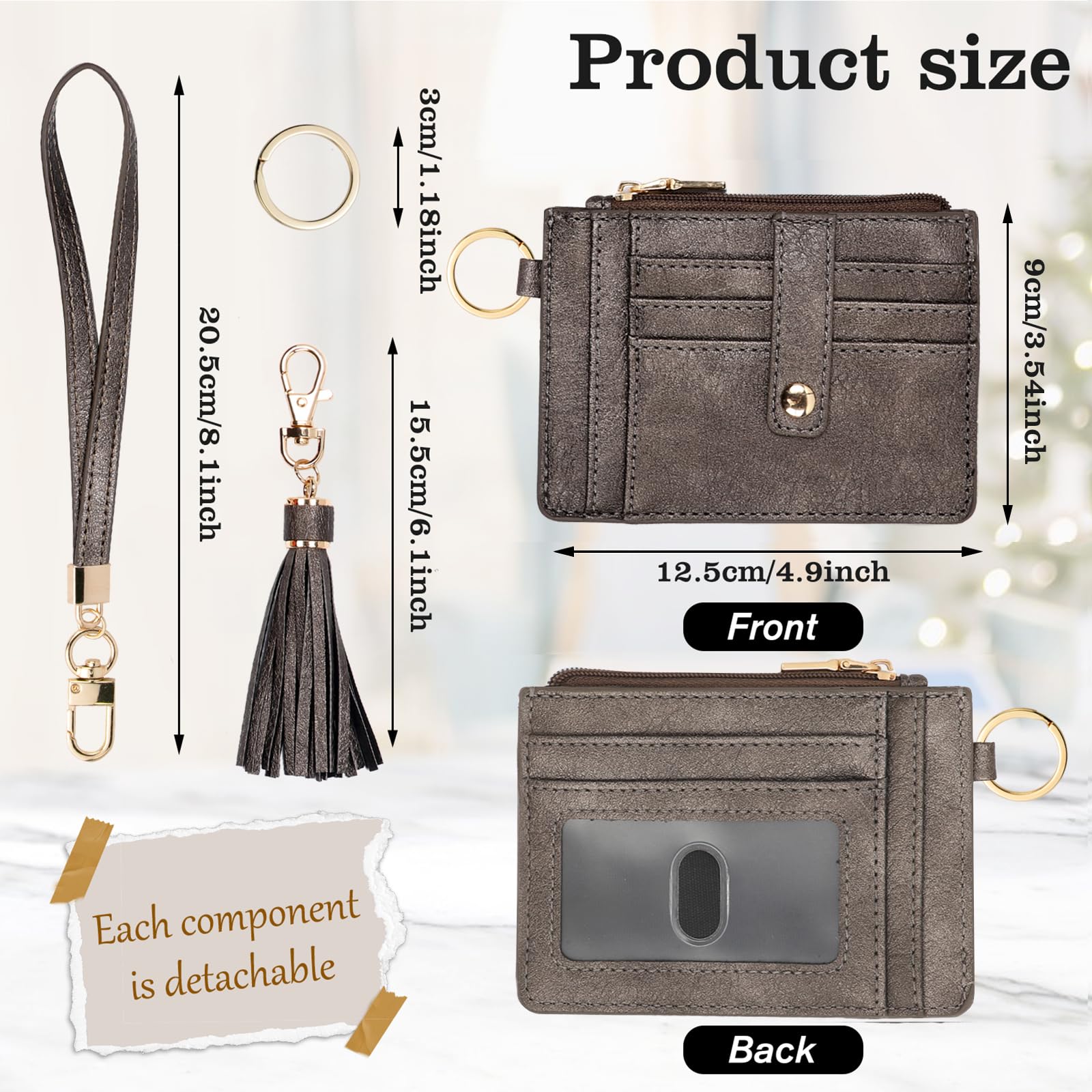 Small Wallet for Women Wristlet Keychain with Wallet,key chain wallet women Wristlet Wallets for Women（Beige）