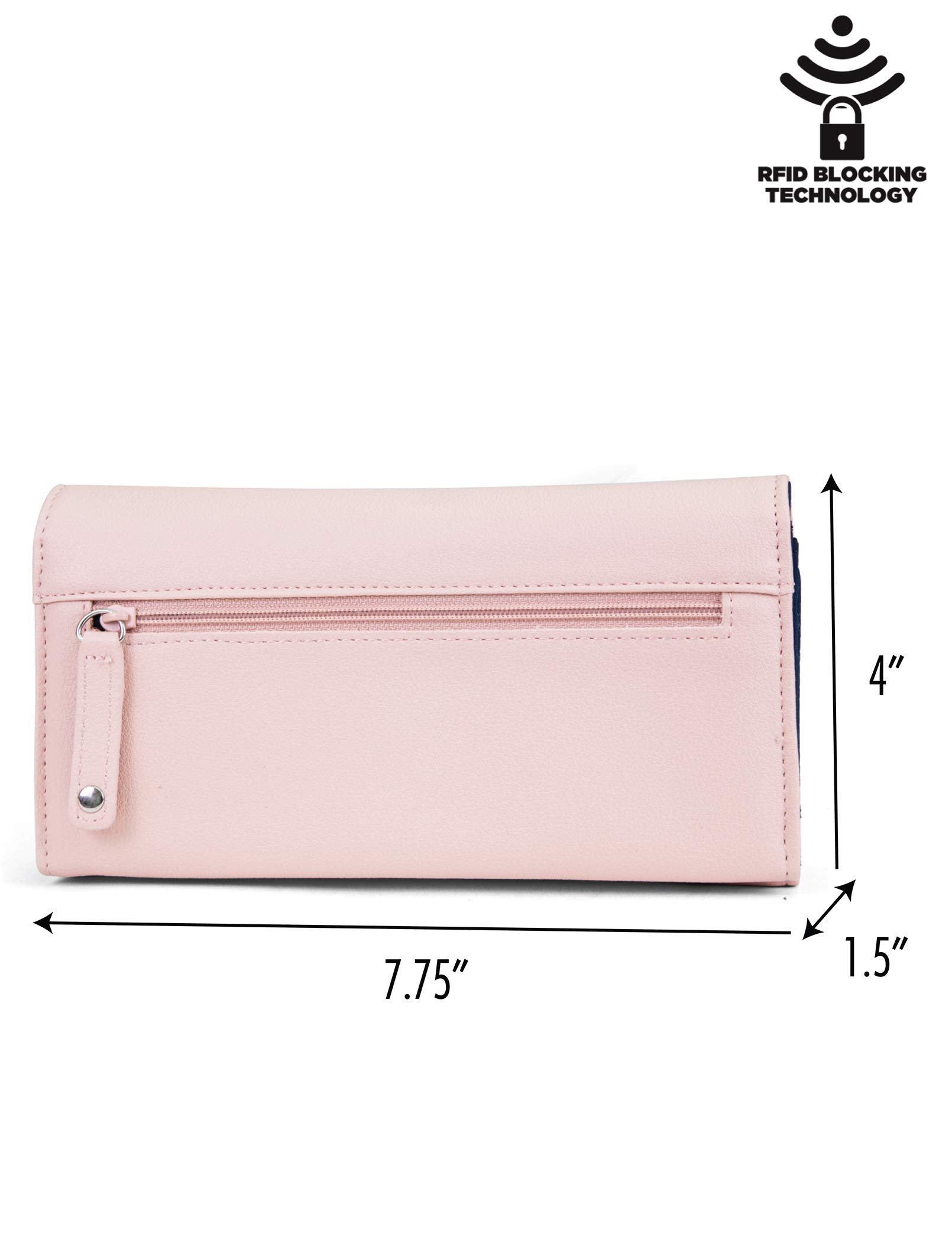 Small Wallet for Women - Credit Card Holder with Coin Purse and Zipper Wallet, Women's Clutch Organizer in Petal PInk