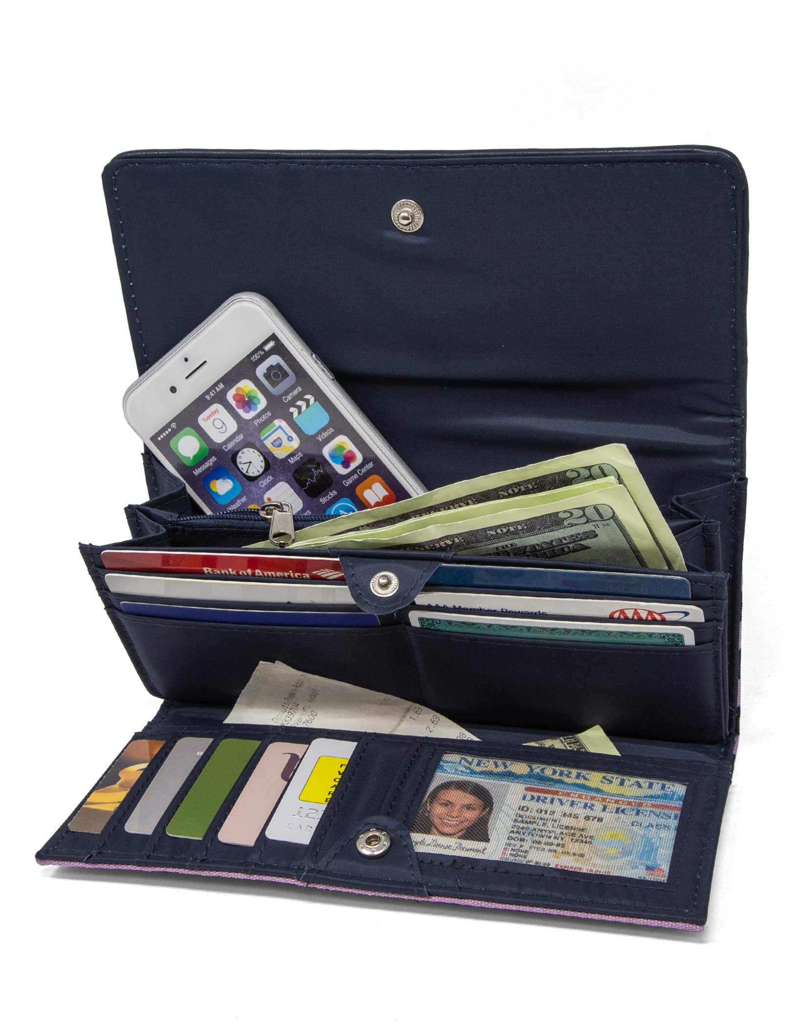 The Perfect Carry All Money Manager Wallet Oraganizer with RFID Blocking Wallet, Indigo/Bone/Sand, One Size US