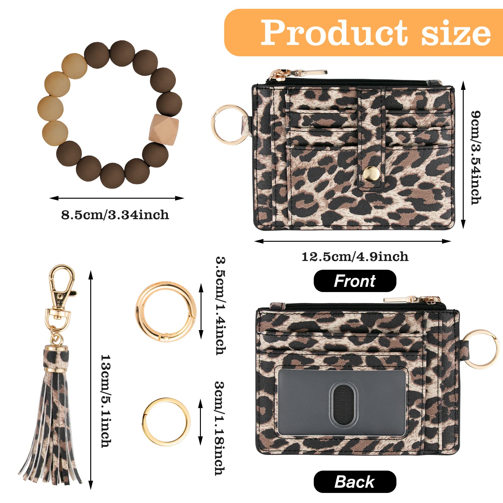 Wallet Keychain Wristlet for Women,Slim RFID Credit Card Holder Purse Tassel Keychain Bangle Key Ring for Men Women (classic, RFID-Beige)