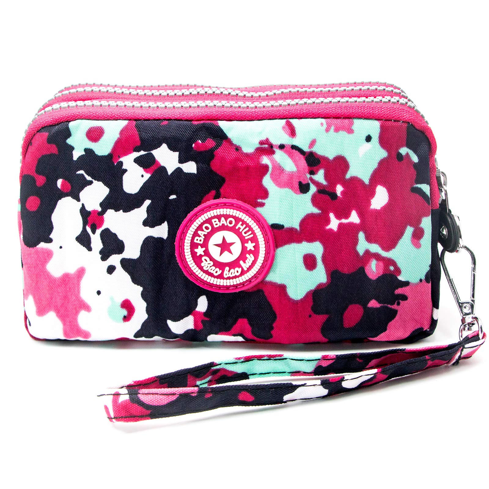 Large Capacity Wristlet Wallet - Women Printed Nylon Waterproof Handbag Clutch Purse