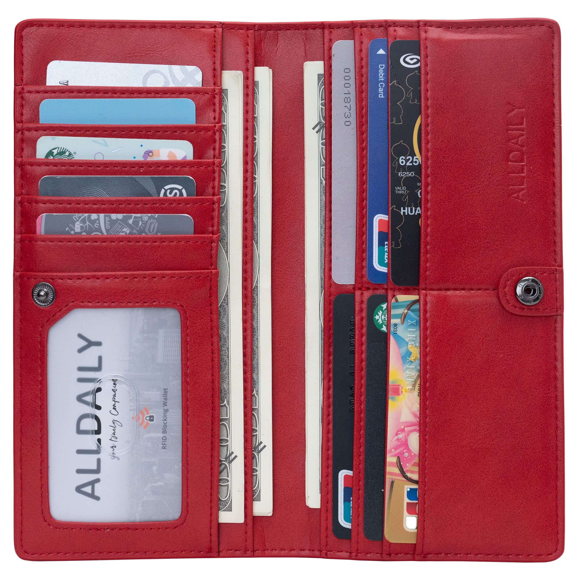 Women Wallet RFID Blocking Credit Card Holder Bifold Long Ladies Billfold (Purist Blue)