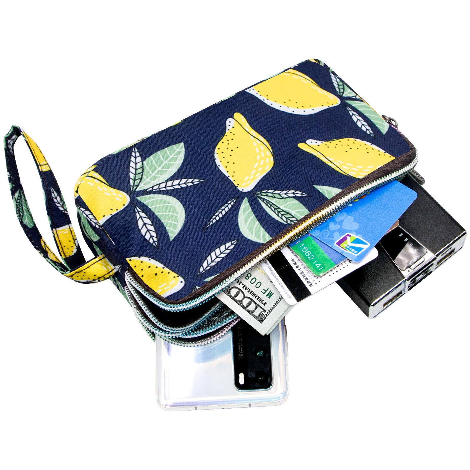 Large Capacity Wristlet Wallet - Women Printed Nylon Waterproof Handbag Clutch Purse