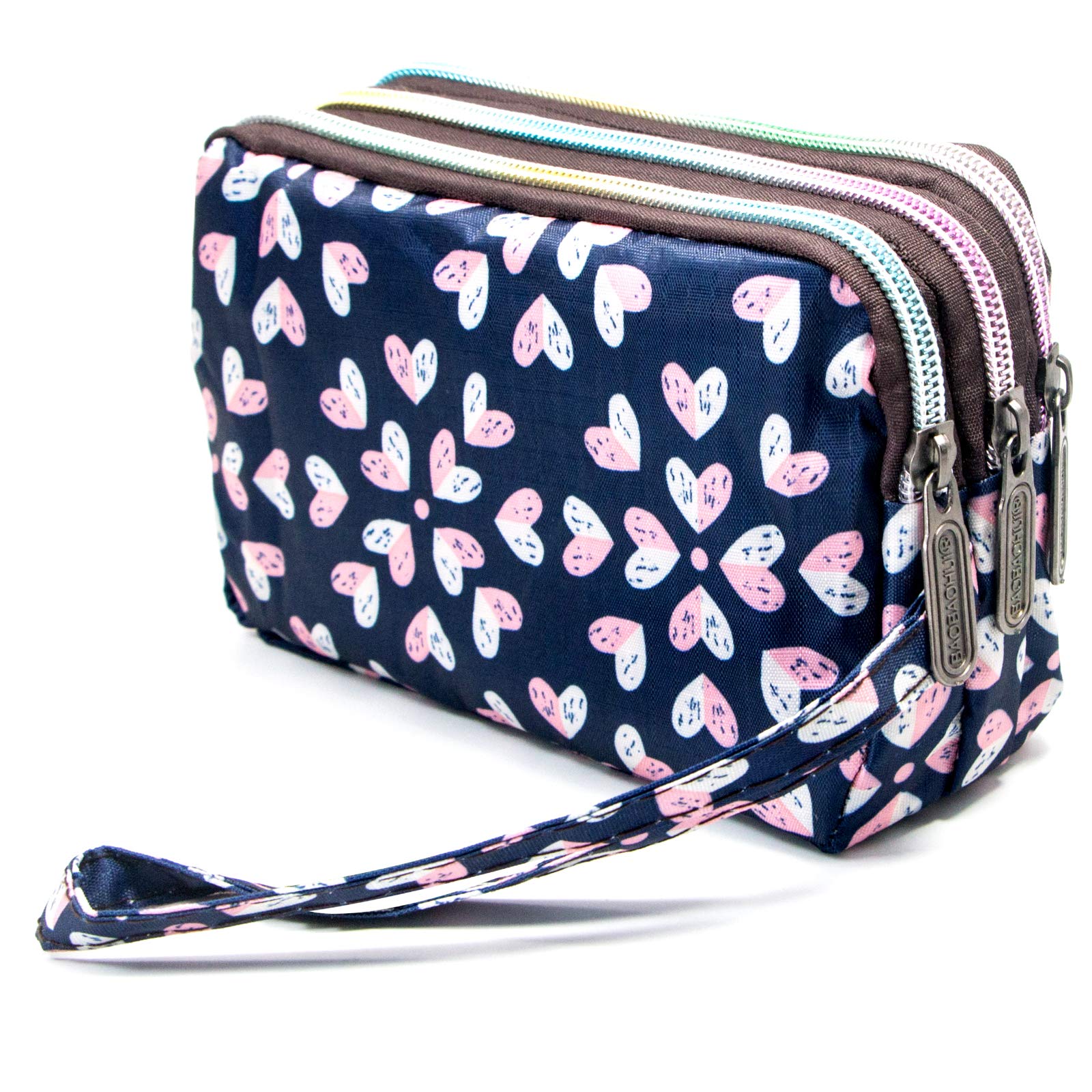 Large Capacity Wristlet Wallet - Women Printed Nylon Waterproof Handbag Clutch Purse