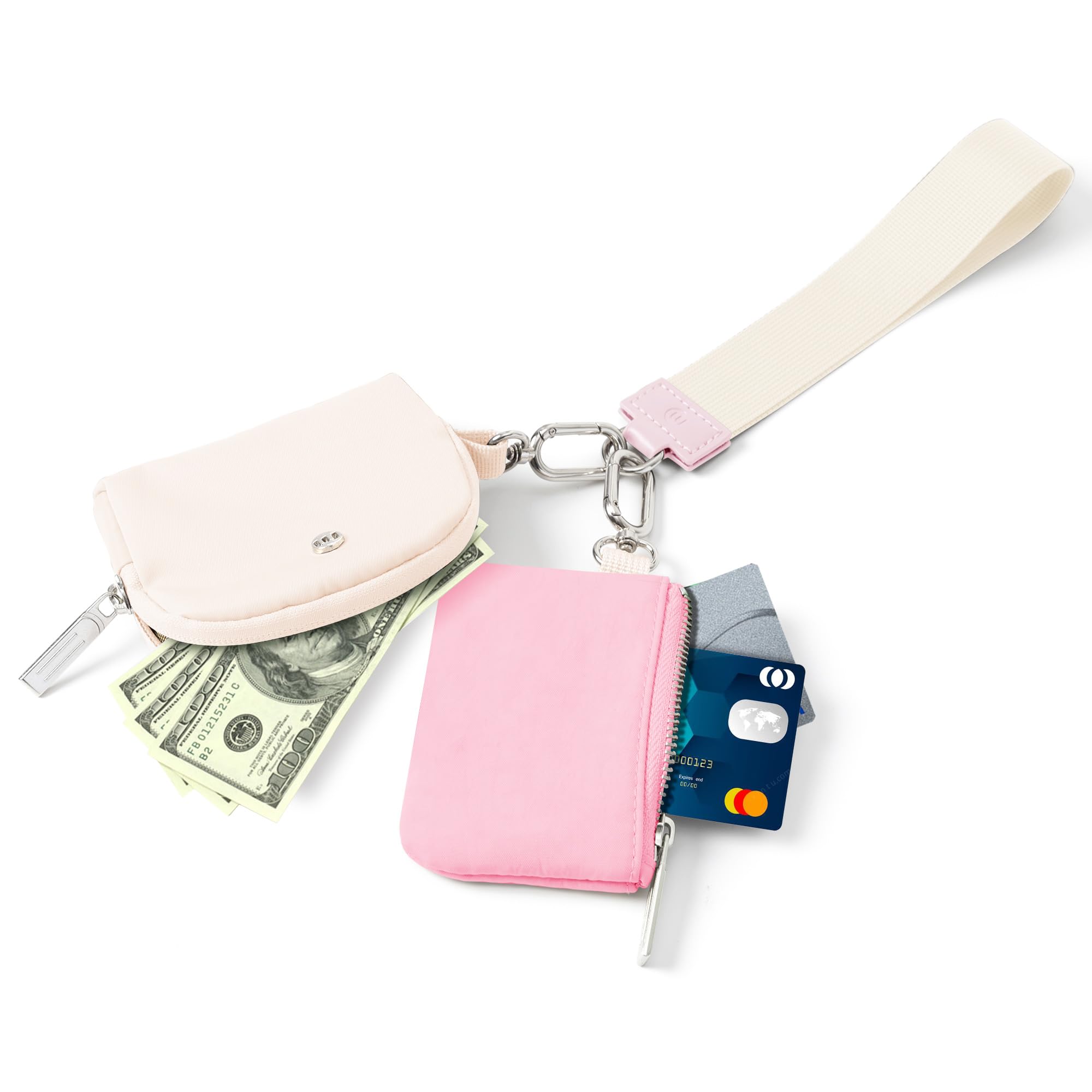 Wristlet keychain Wallet for Women Dual Pouch Wristlet Portable wallet Coin Purse Mini Women Coin Pocket