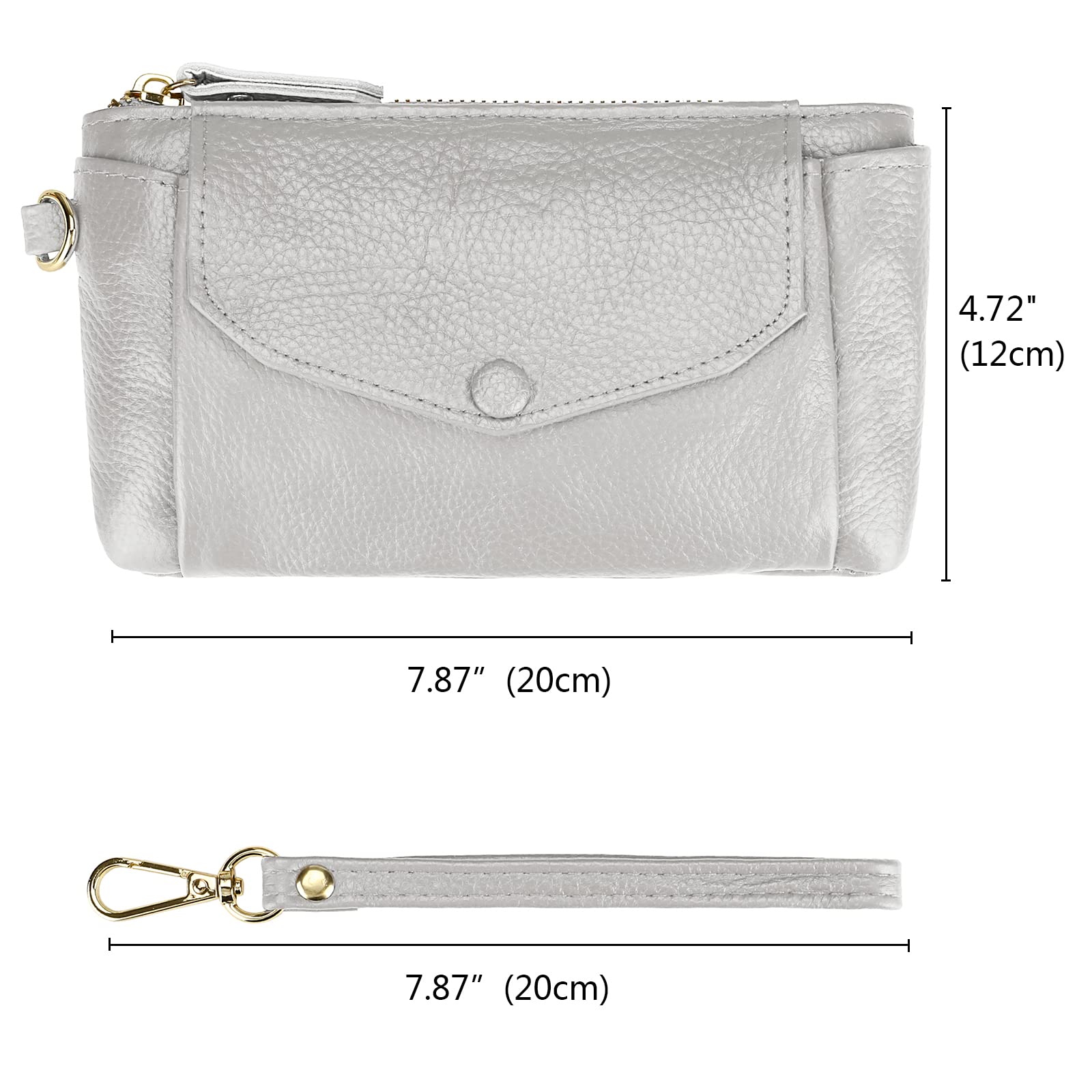 Wallet Wristlets Clutch Purses for Women Genuine Leather Crossbody Bag Handbag with Detachable Shoulder Chain