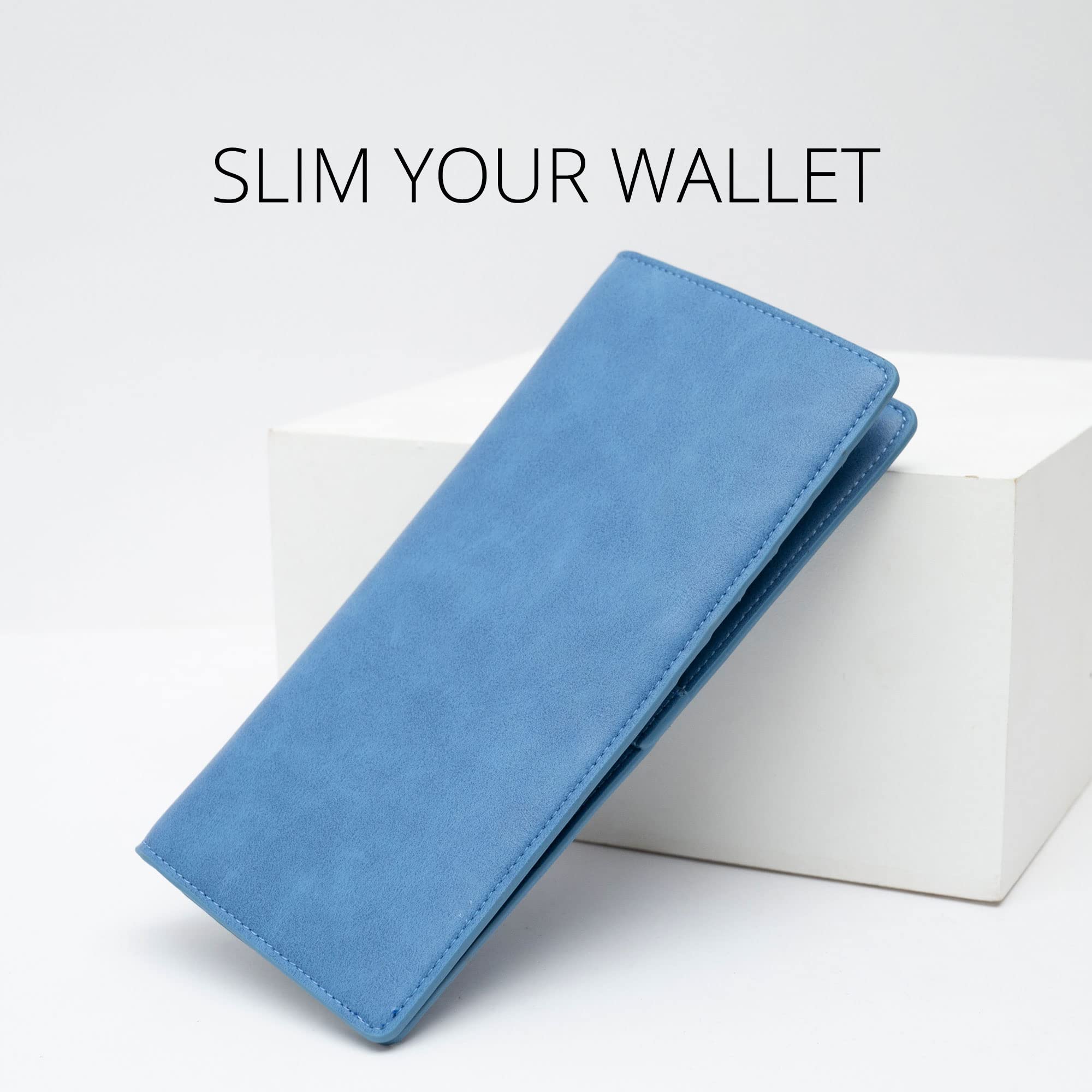 Women Wallet RFID Blocking Credit Card Holder Bifold Long Ladies Billfold (Purist Blue)