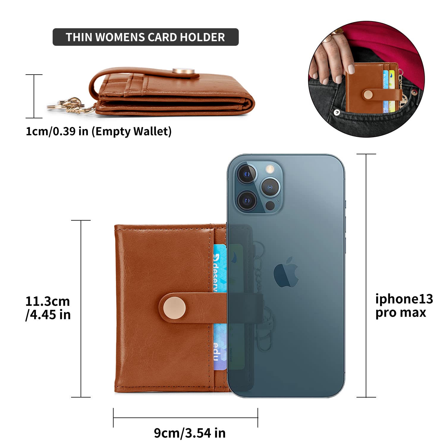 Wallet for Women,RFID Blocking Bifold Credit Card Holder with Zipper Coin Pocket,ID Window &amp; Keychain