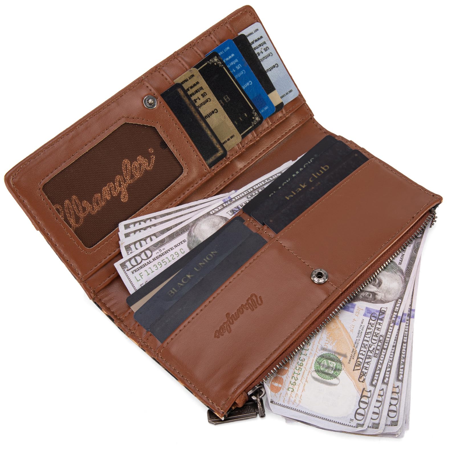 Wallets Womens Bifold Credit Card Wallet Women's Wallets, Card Cases &amp; Money Organizers Brown Wallet for Women Ladies Female Cash Wallet with Smooth Zipper