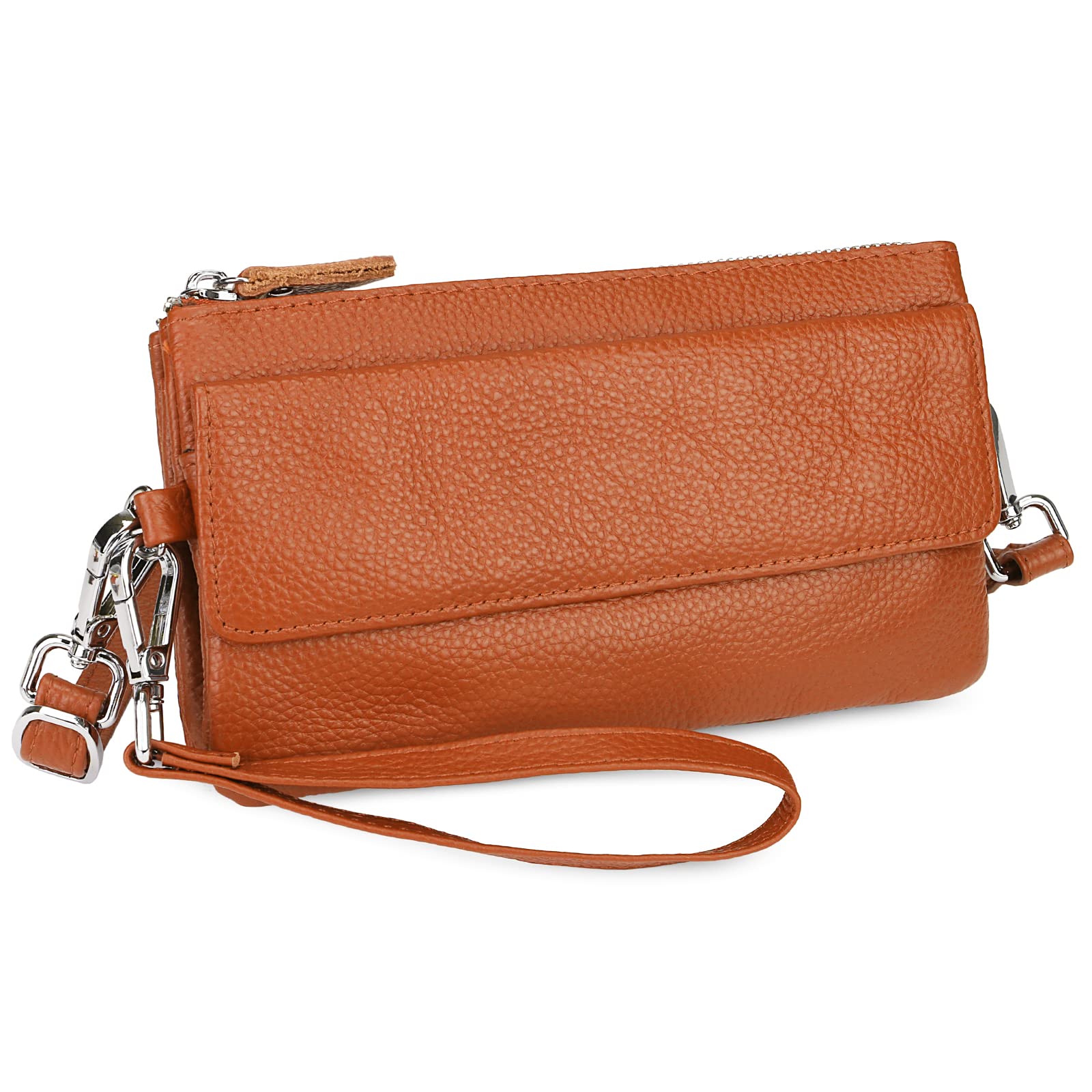 Wallet Wristlets Clutch Purses for Women Genuine Leather Crossbody Bag Handbag with Detachable Shoulder Chain