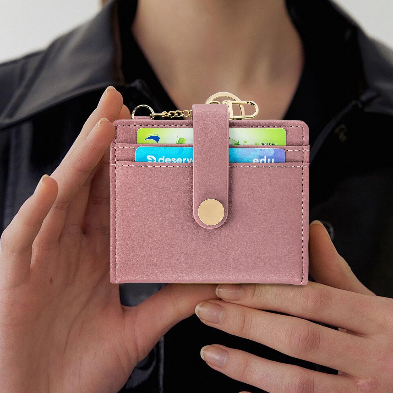 Wallet for Women,RFID Blocking Bifold Credit Card Holder with Zipper Coin Pocket,ID Window &amp; Keychain