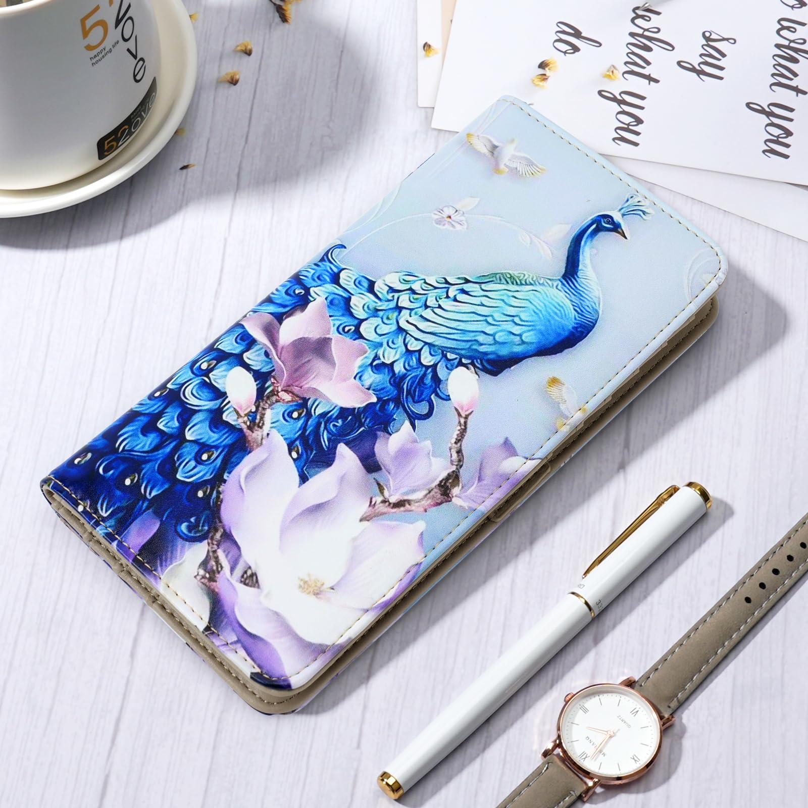 Wallet Women Ultra Slim Thin Leather Womens Wallet RFID Blocking Credit Card Holder Bifold Clutch Long Ladies Billfold