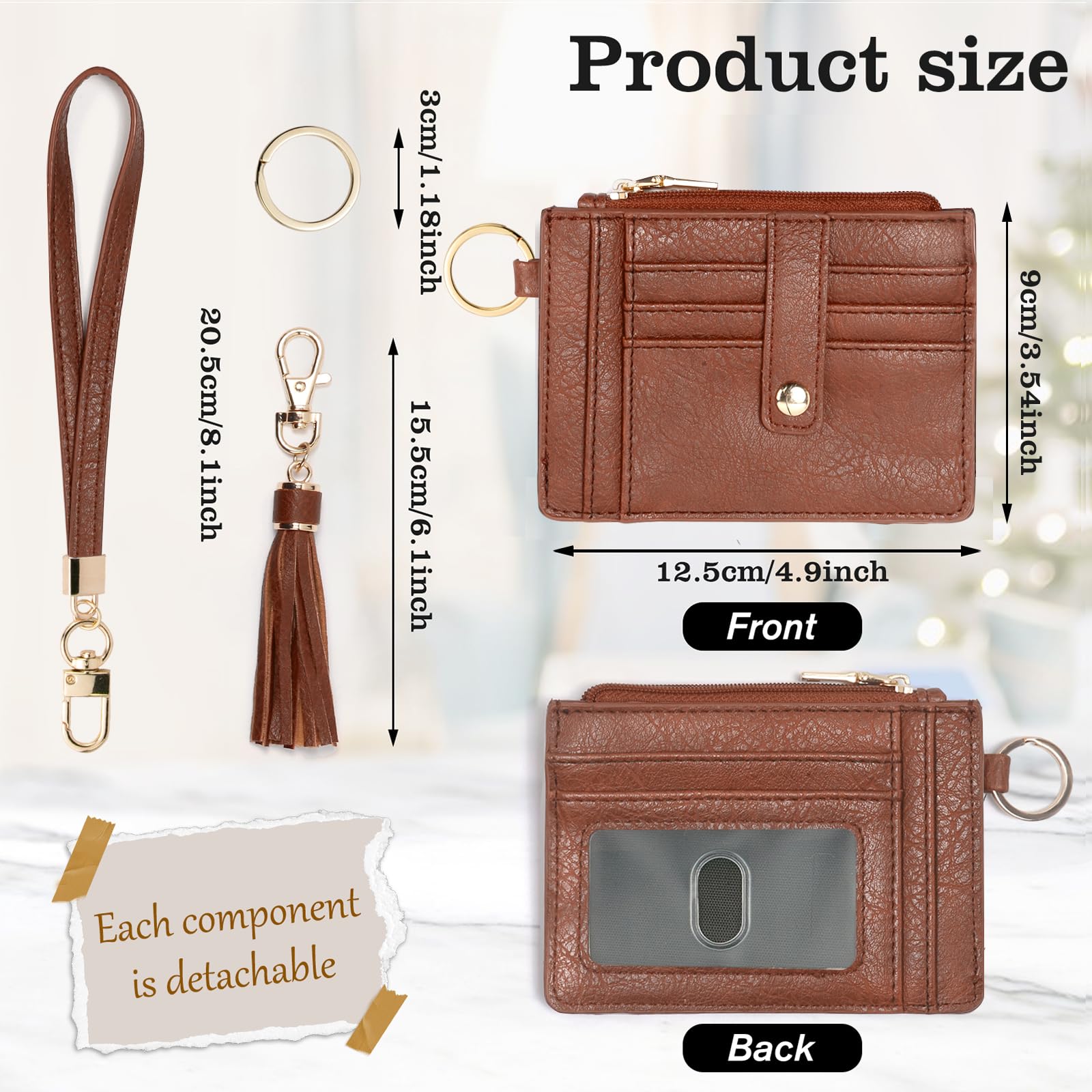 Small Wallet for Women Wristlet Keychain with Wallet,key chain wallet women Wristlet Wallets for Women（Beige）