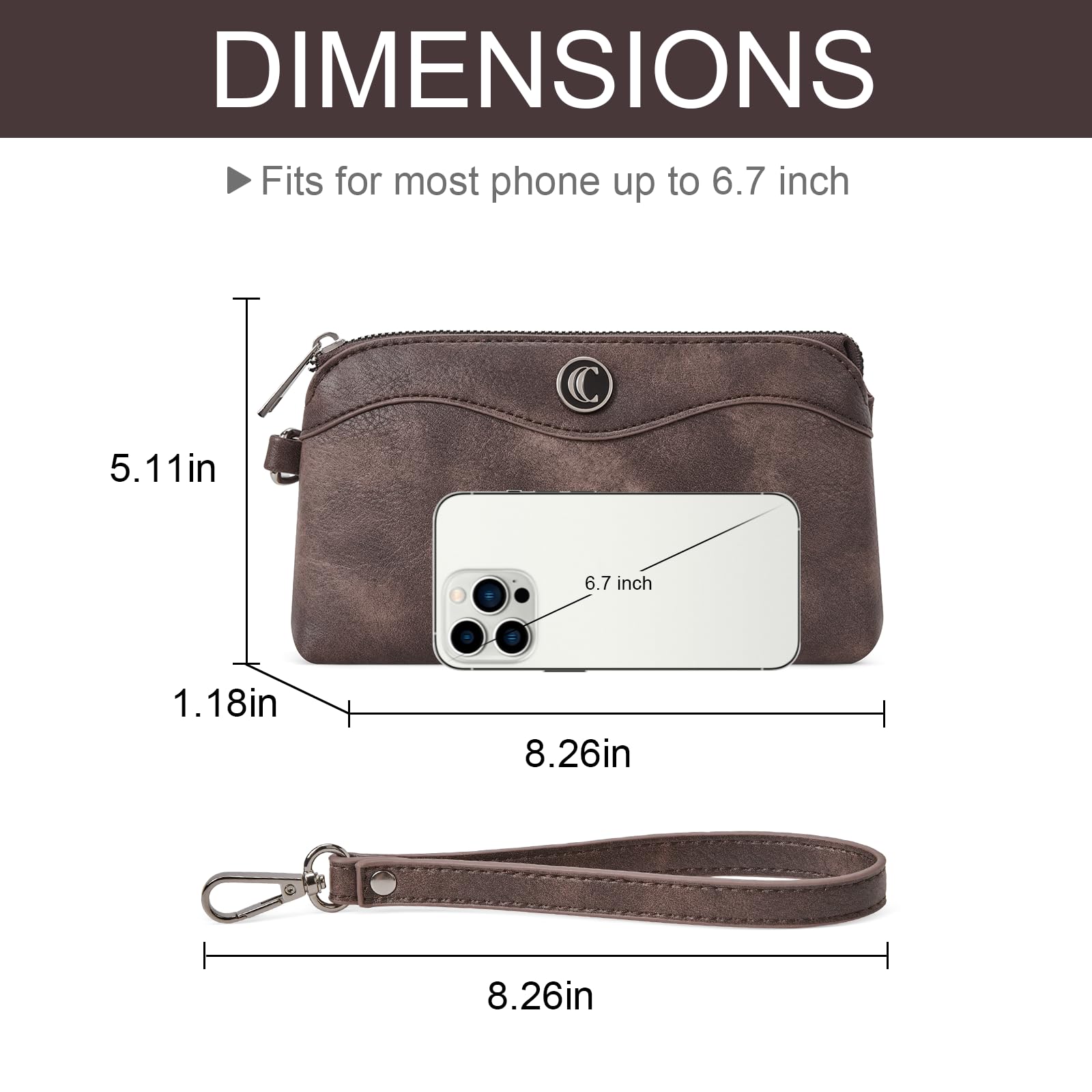 Womens Wallet Large Capacity Leather Wristlet Clutch Zipper Purse Slim Ladies Travel Credit Card Holder Phone Organizer