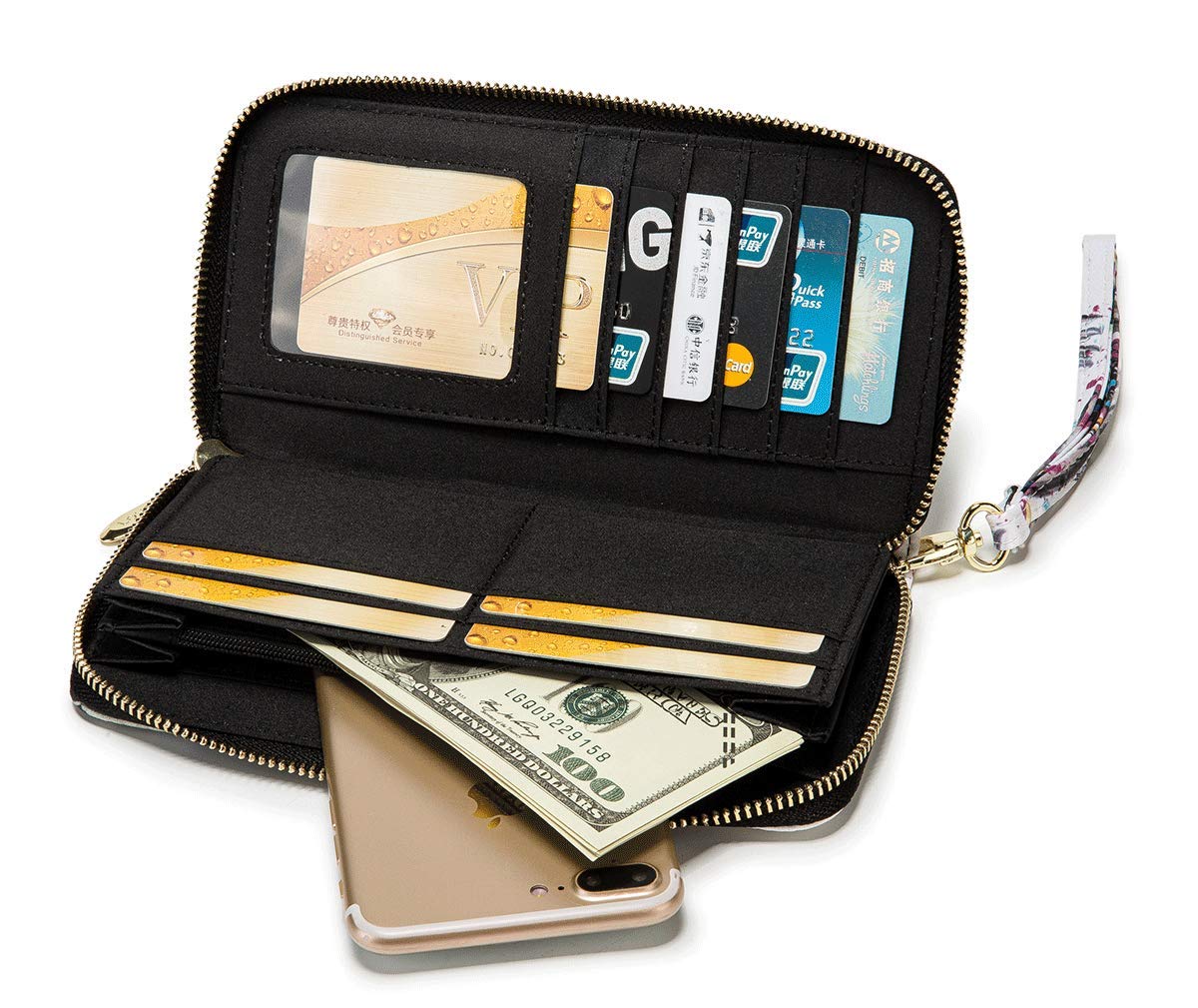 Women's Wallet Clutch - Stylish, Spacious w/Wristlet for Travel, Holds Cards, Phone, Cash