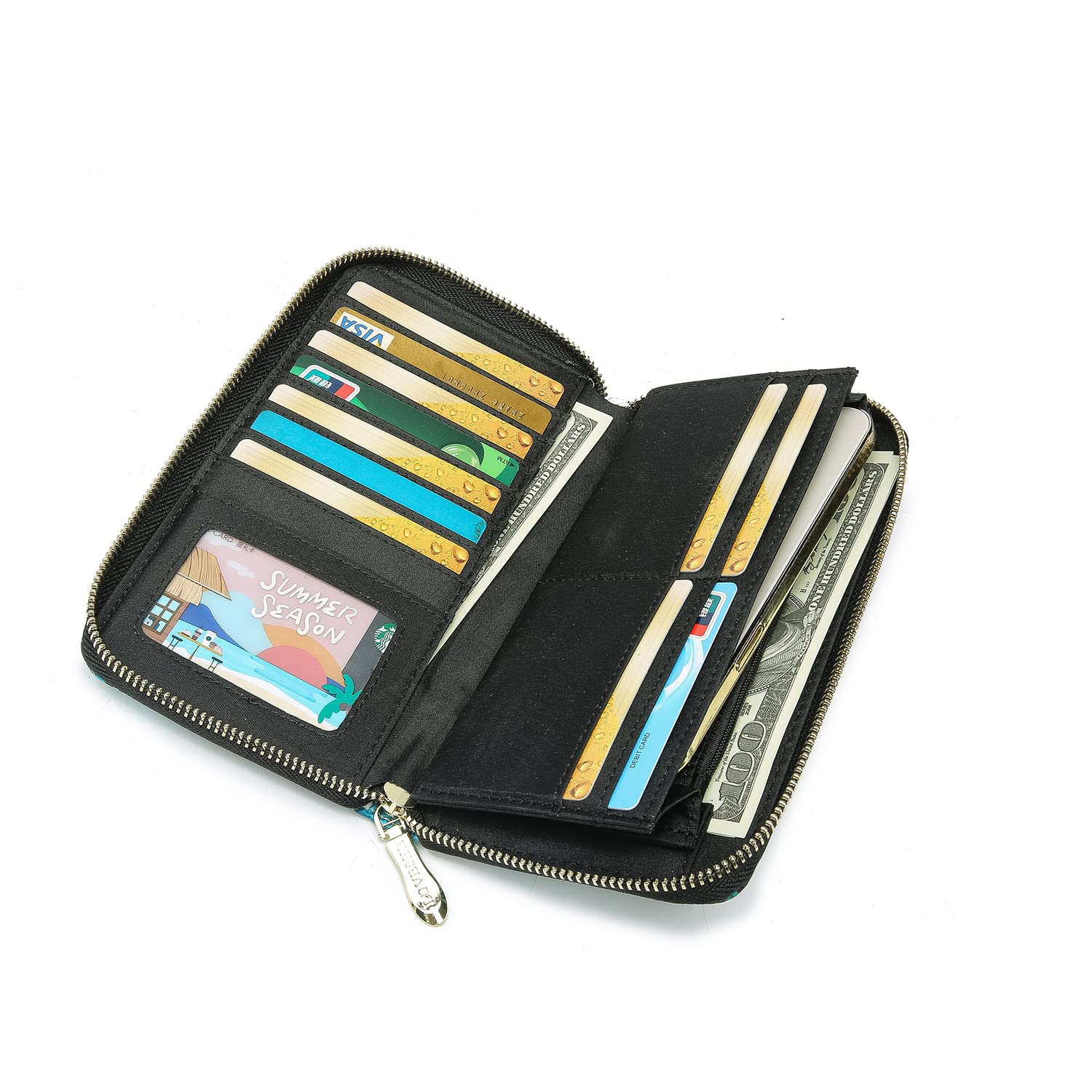 Women's Wallet Clutch - Stylish, Spacious w/Wristlet for Travel, Holds Cards, Phone, Cash