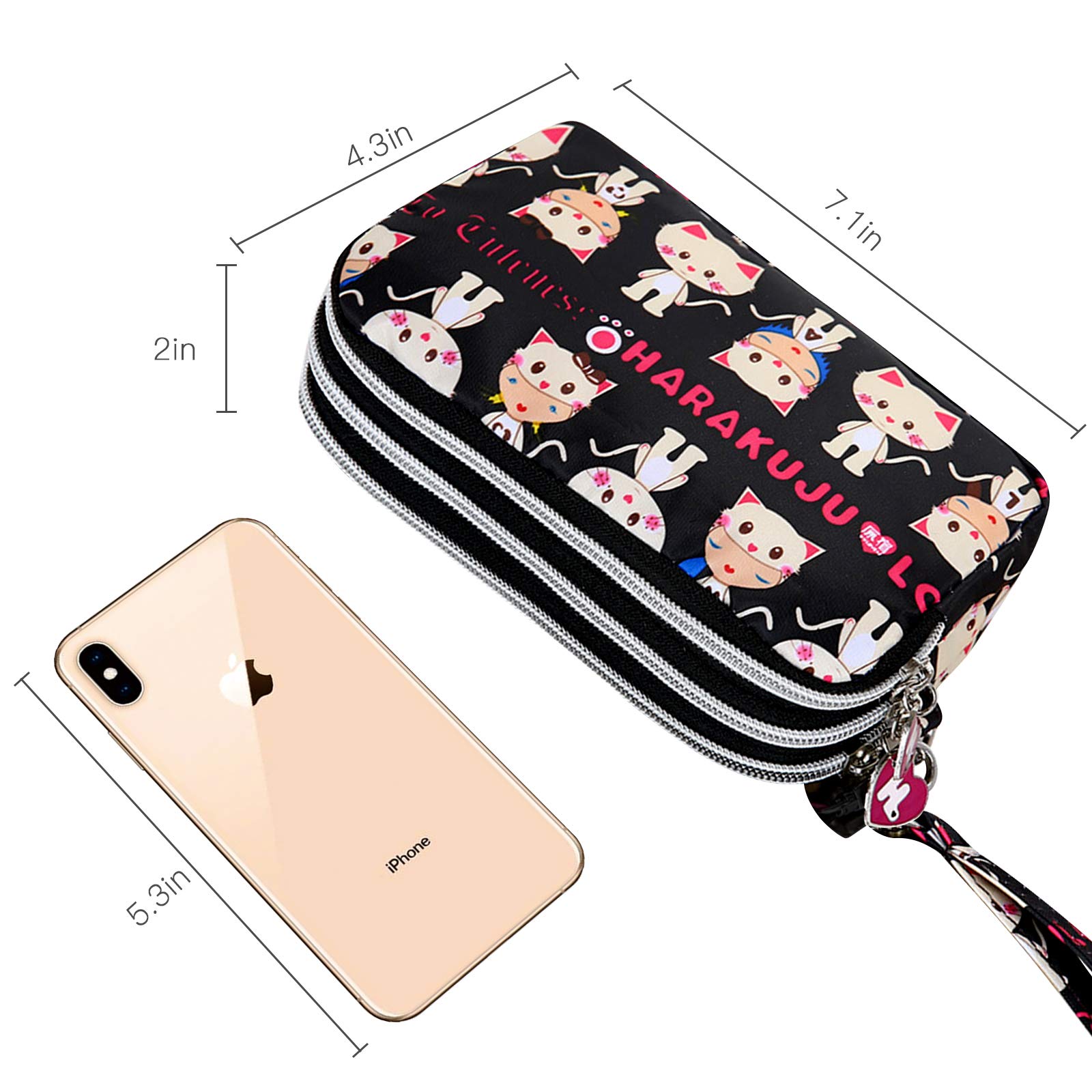 Large Capacity Wristlet Wallet - Women Printed Nylon Waterproof Handbag Clutch Purse