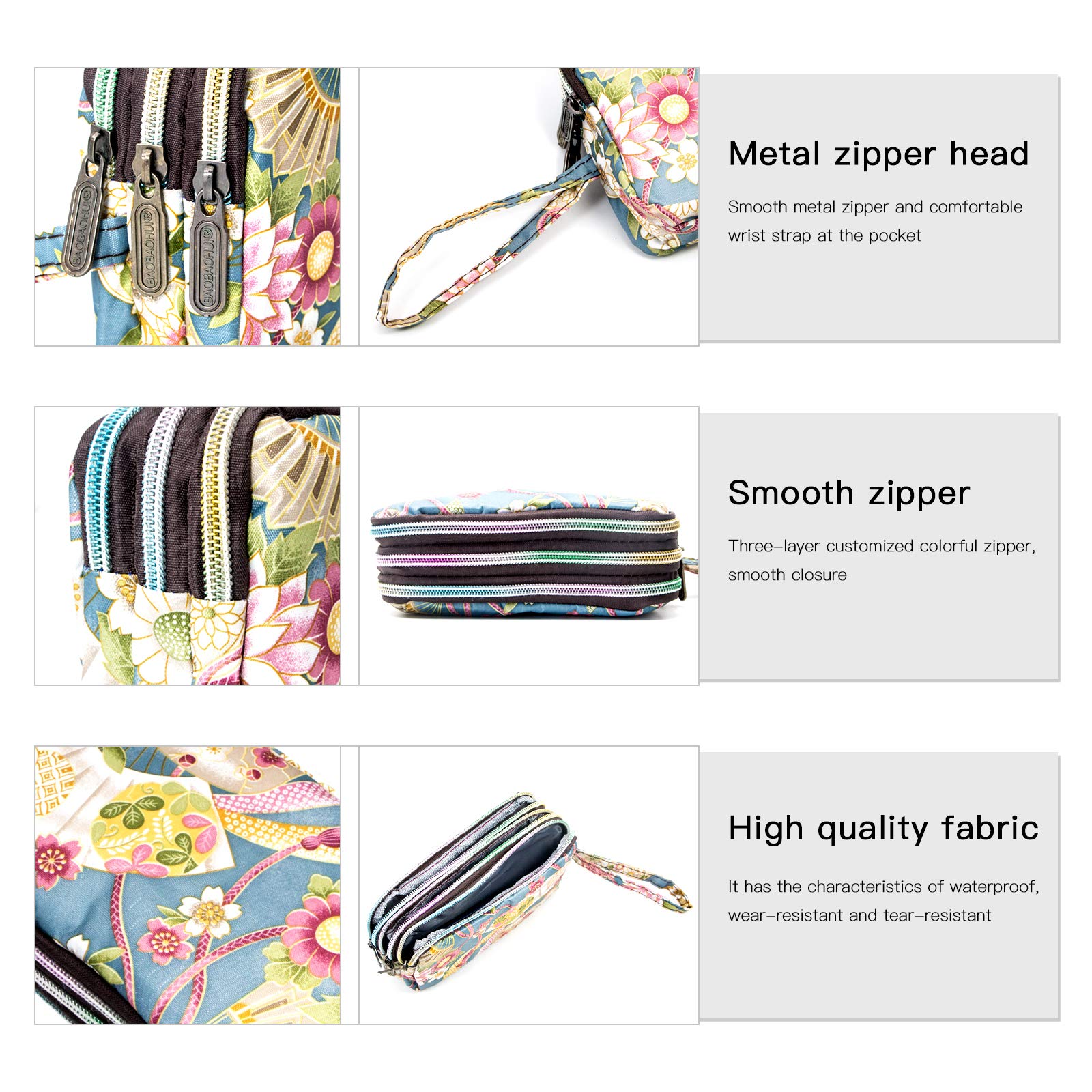 Large Capacity Wristlet Wallet - Women Printed Nylon Waterproof Handbag Clutch Purse