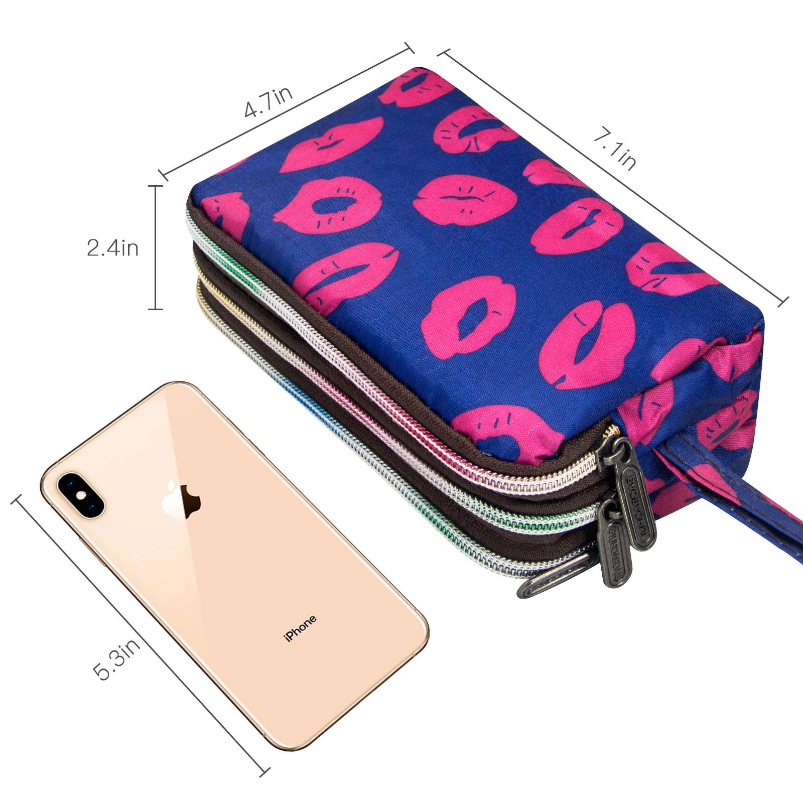 Large Capacity Wristlet Wallet - Women Printed Nylon Waterproof Handbag Clutch Purse