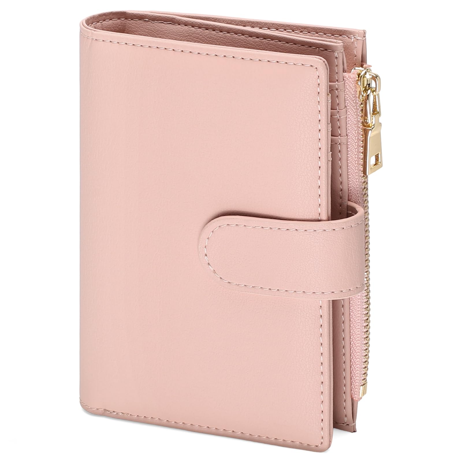 Small Wallets for Women Leather RFID Blocking Bifold Zipper Pocket Wallet Card Case Purse with ID Window