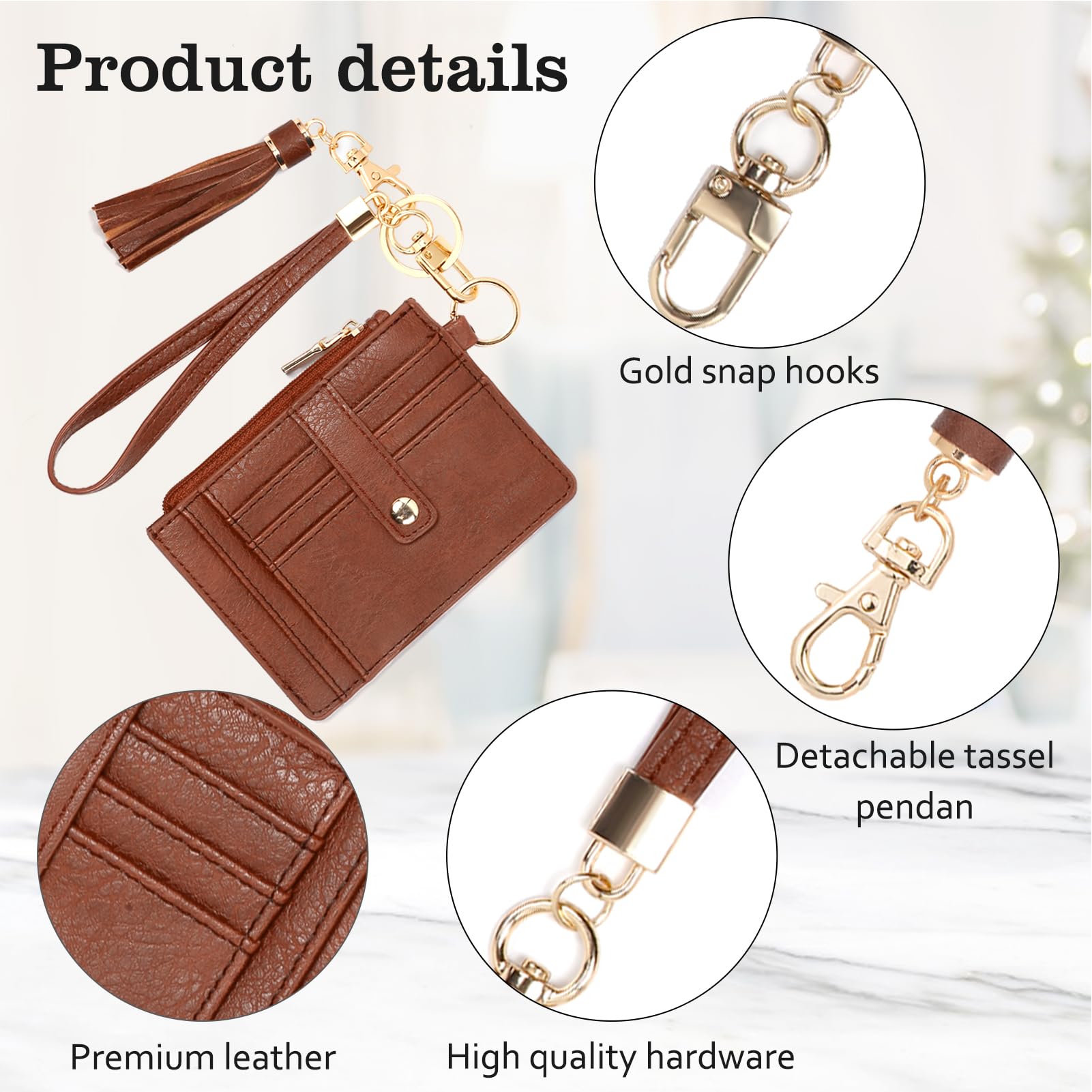 Small Wallet for Women Wristlet Keychain with Wallet,key chain wallet women Wristlet Wallets for Women（Beige）