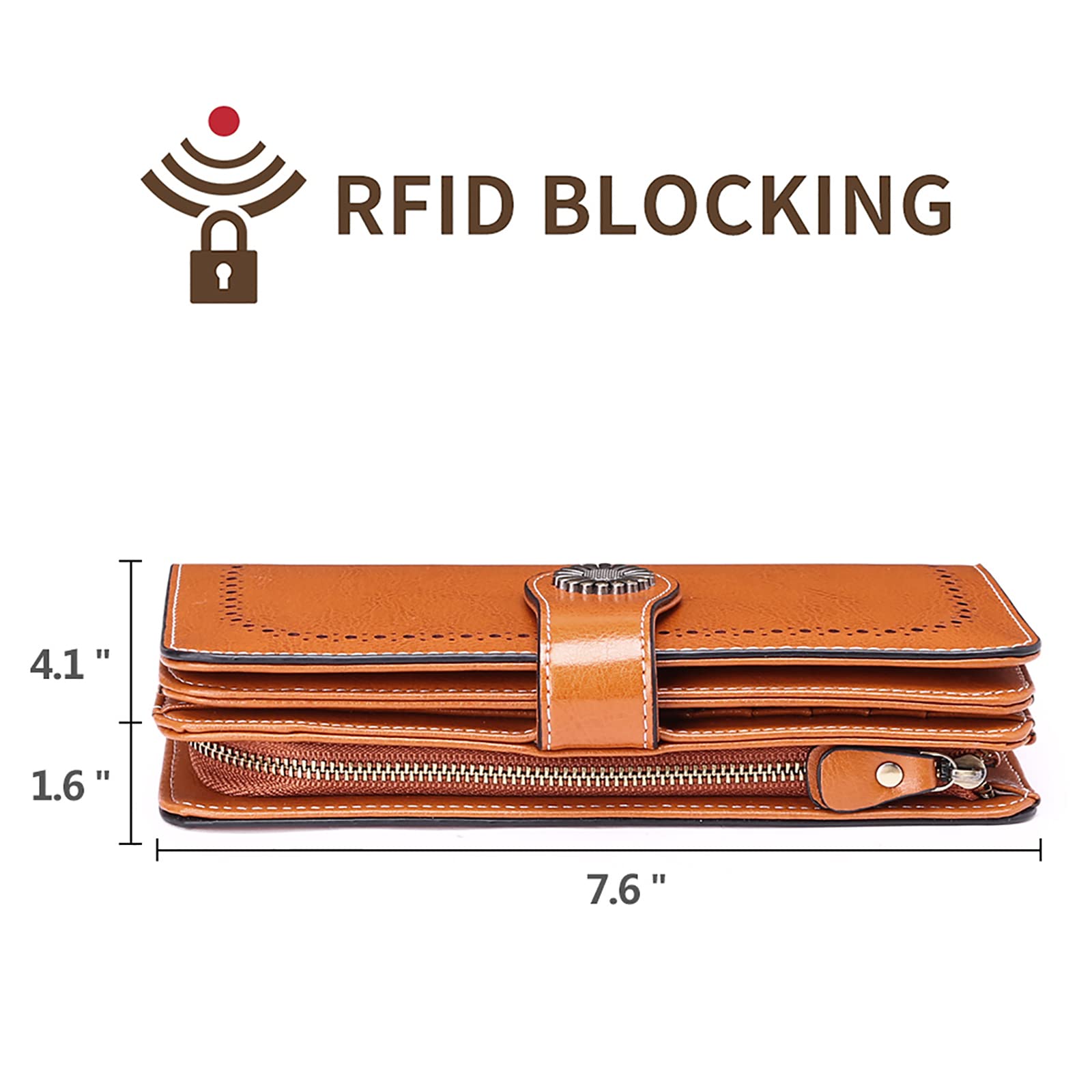 Wallets for Women Genuine Leather Credit Card Holder with RFID Blocking Large Capacity Wristlet