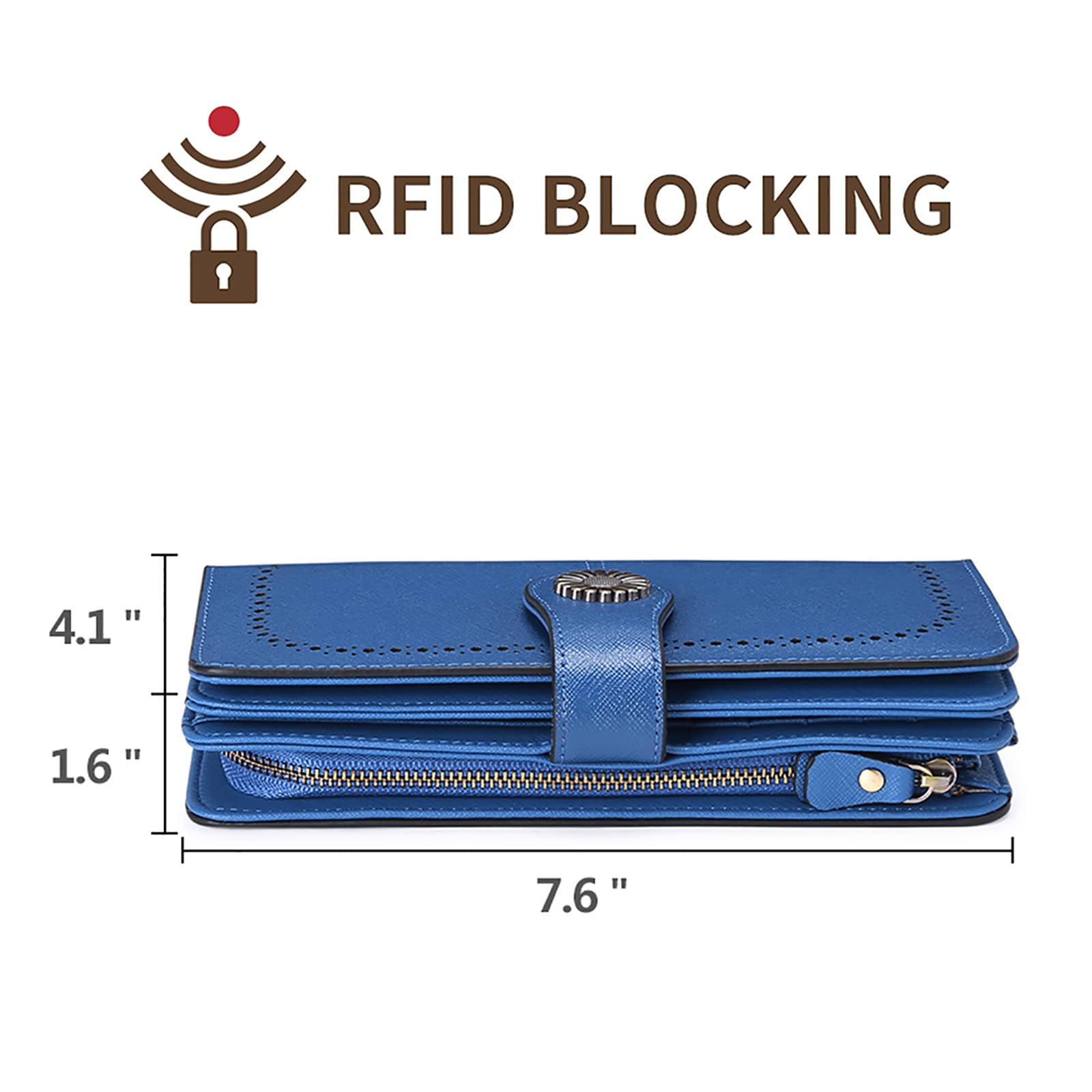 Wallets for Women Genuine Leather Credit Card Holder with RFID Blocking Large Capacity Wristlet