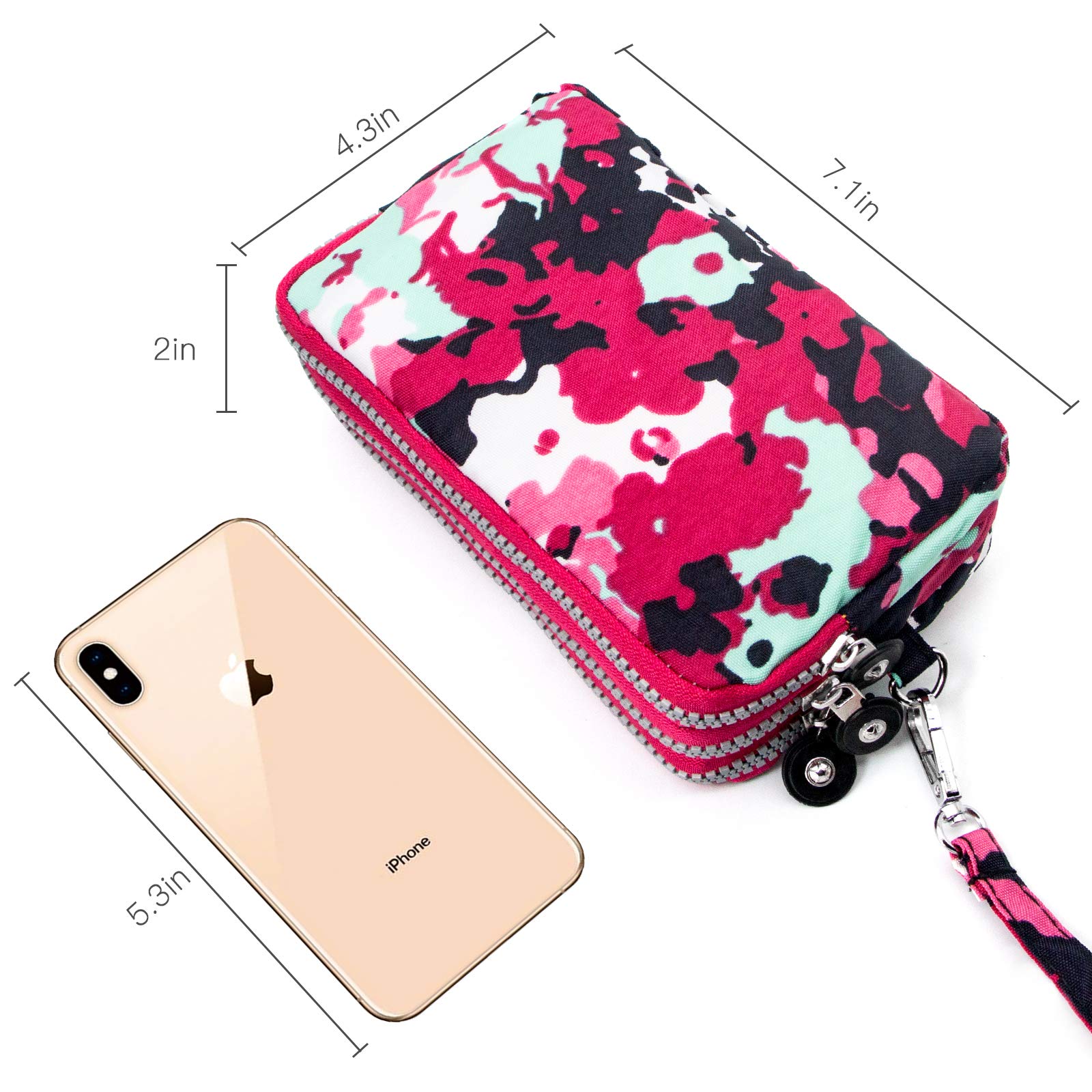 Large Capacity Wristlet Wallet - Women Printed Nylon Waterproof Handbag Clutch Purse