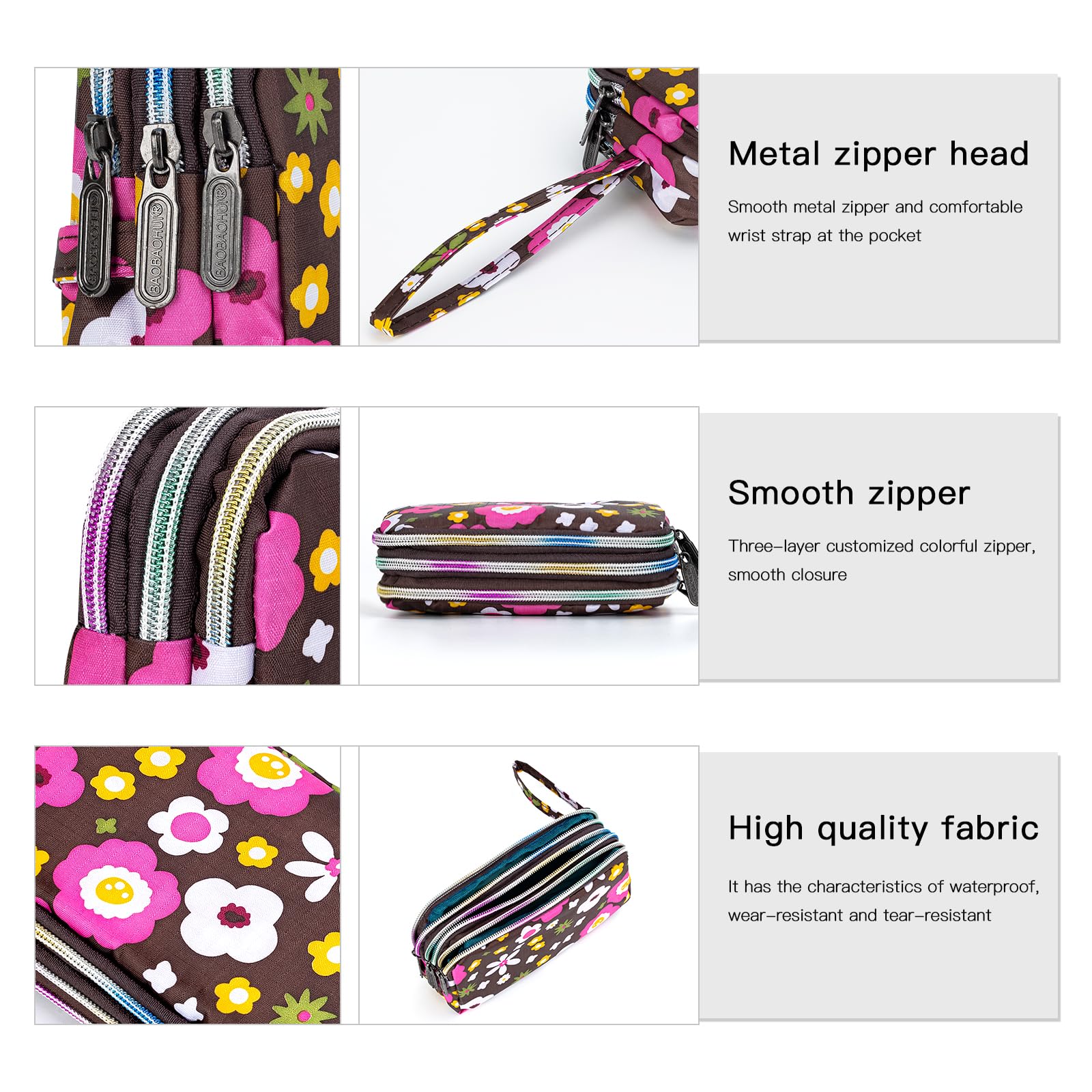 Large Capacity Wristlet Wallet - Women Printed Nylon Waterproof Handbag Clutch Purse