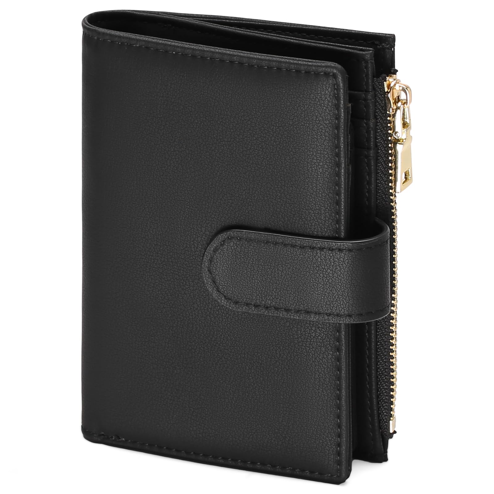 Small Wallets for Women Leather RFID Blocking Bifold Zipper Pocket Wallet Card Case Purse with ID Window