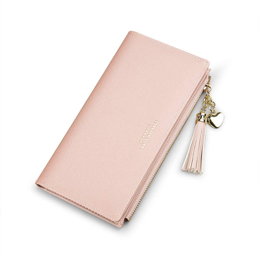 Womens Wallet Cute Elegant Long Slim Card Holder Case Minimalist Coin Purse Thin Tassels Zip Clutch Wallets for Girls Ladies