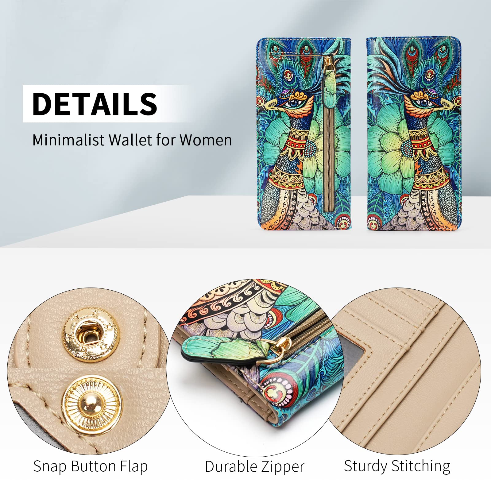 Wallet Women Ultra Slim Thin Leather Womens Wallet RFID Blocking Credit Card Holder Bifold Clutch Long Ladies Billfold