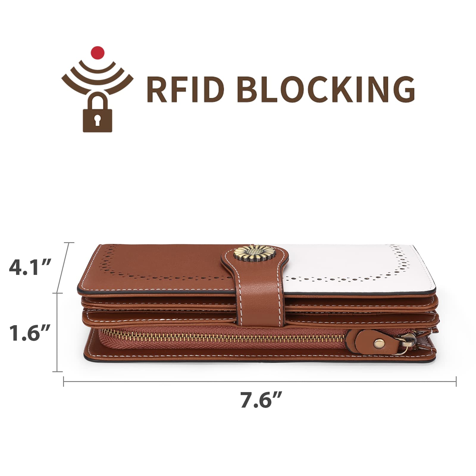 Wallets for Women Genuine Leather Credit Card Holder with RFID Blocking Large Capacity Wristlet