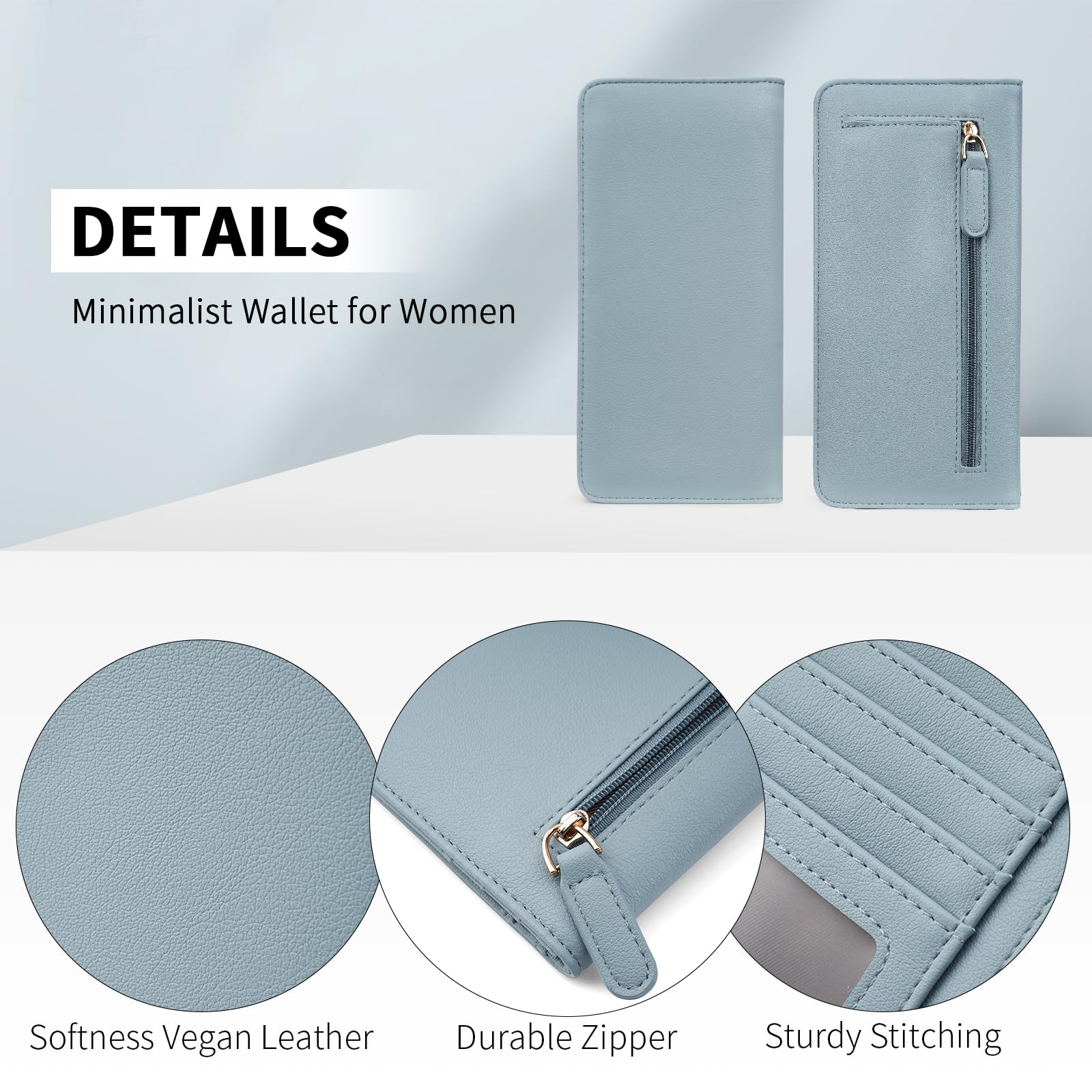 Wallet Women Ultra Slim Thin Leather Womens Wallet RFID Blocking Credit Card Holder Bifold Clutch Long Ladies Billfold