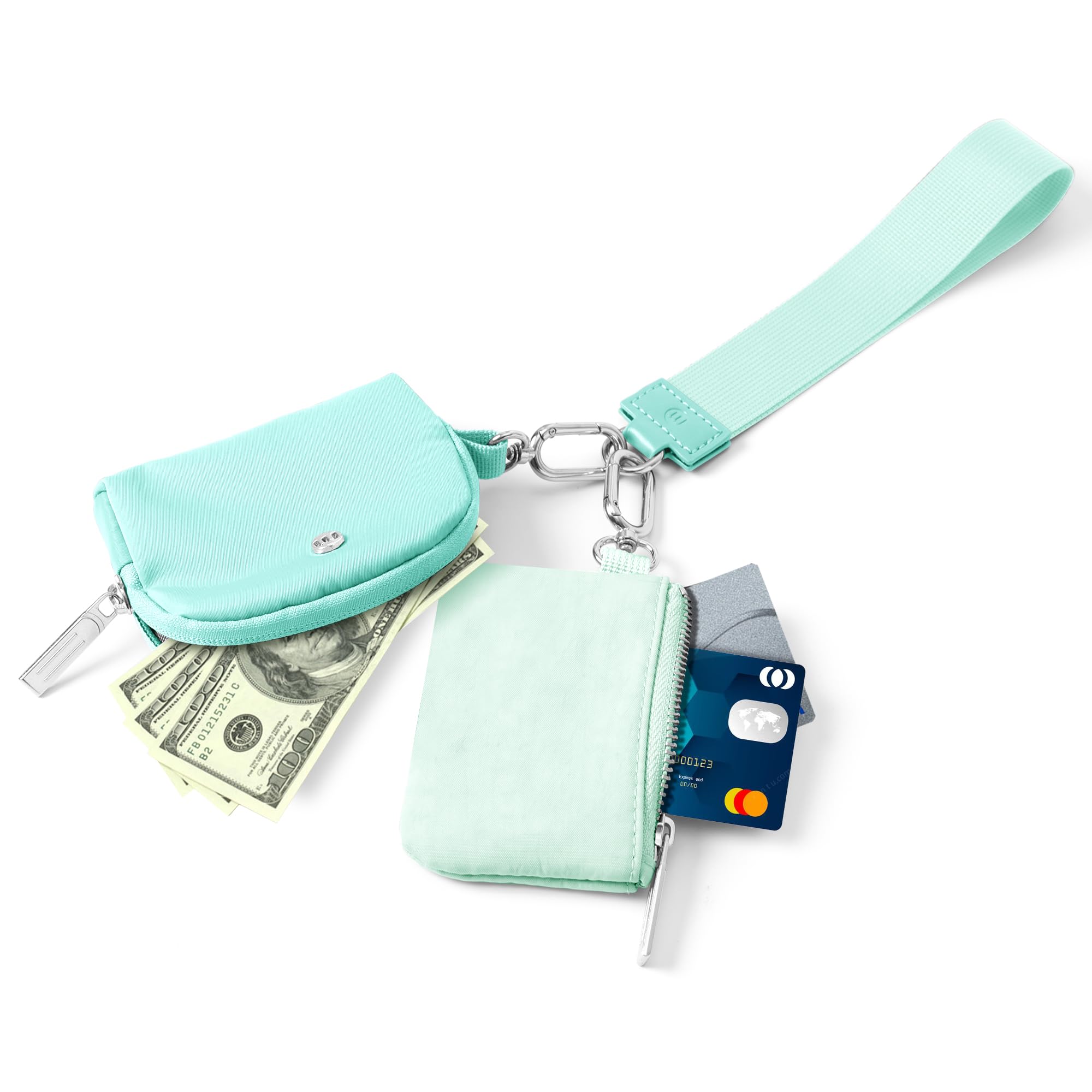 Wristlet keychain Wallet for Women Dual Pouch Wristlet Portable wallet Coin Purse Mini Women Coin Pocket