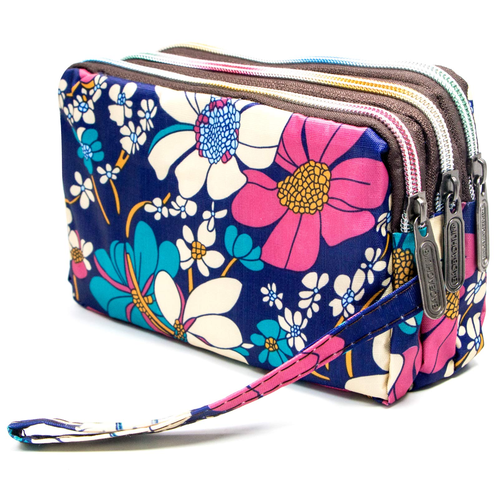 Large Capacity Wristlet Wallet - Women Printed Nylon Waterproof Handbag Clutch Purse