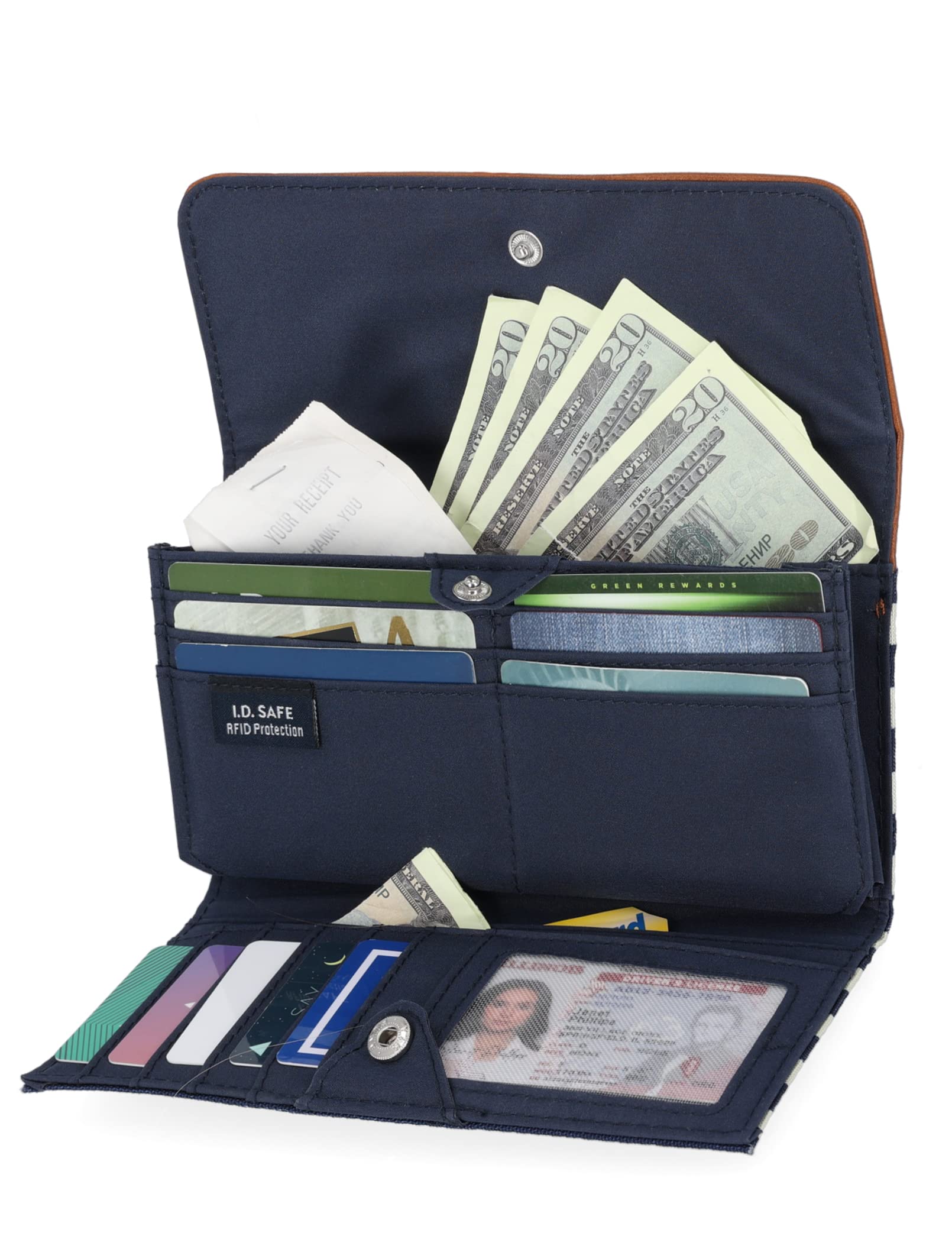 The Perfect Carry All Money Manager Wallet Oraganizer with RFID Blocking Wallet, Indigo/Bone/Sand, One Size US