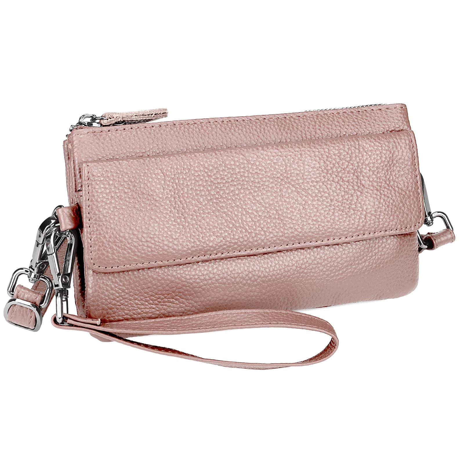 Wallet Wristlets Clutch Purses for Women Genuine Leather Crossbody Bag Handbag with Detachable Shoulder Chain