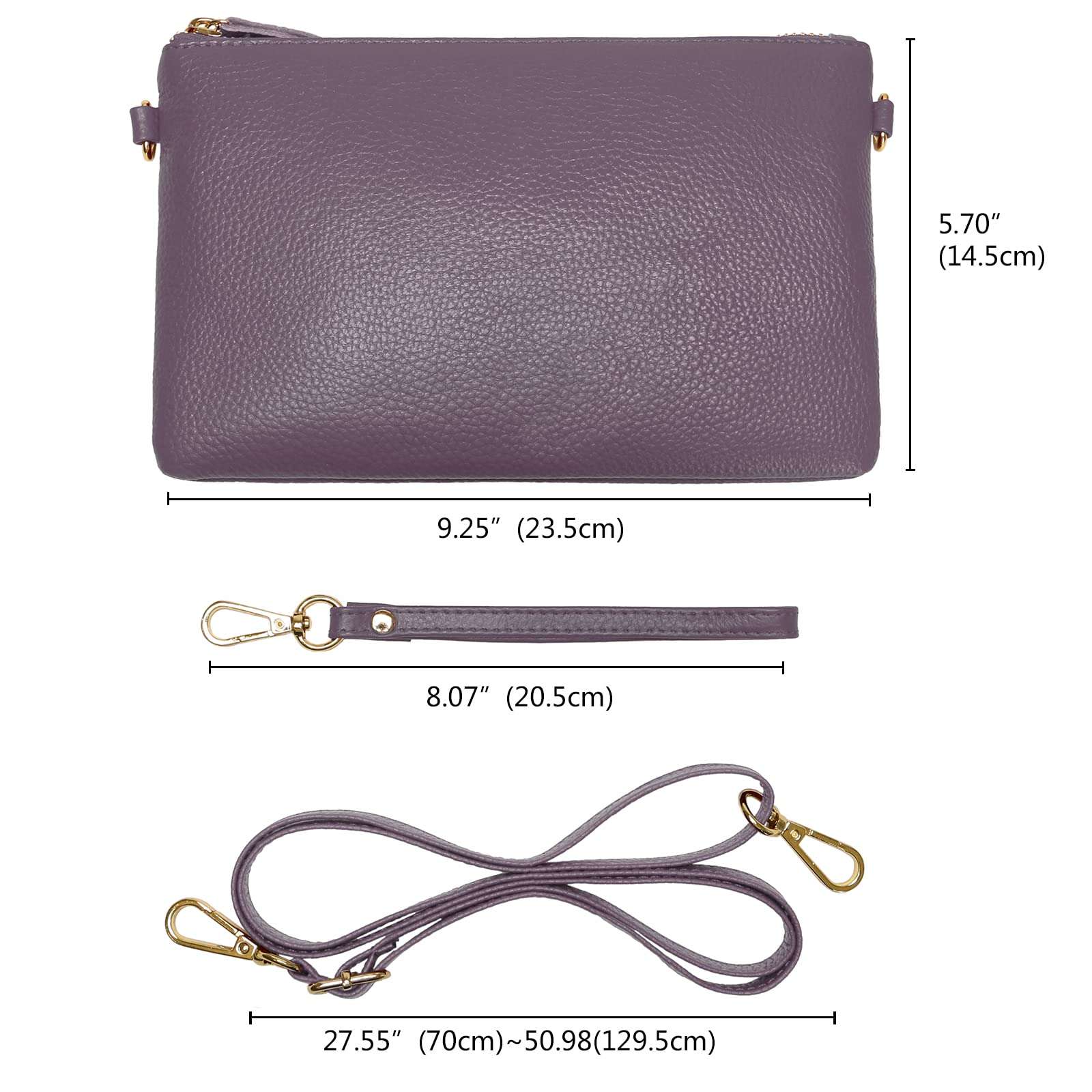 Wallet Wristlets Clutch Purses for Women Genuine Leather Crossbody Bag Handbag with Detachable Shoulder Chain