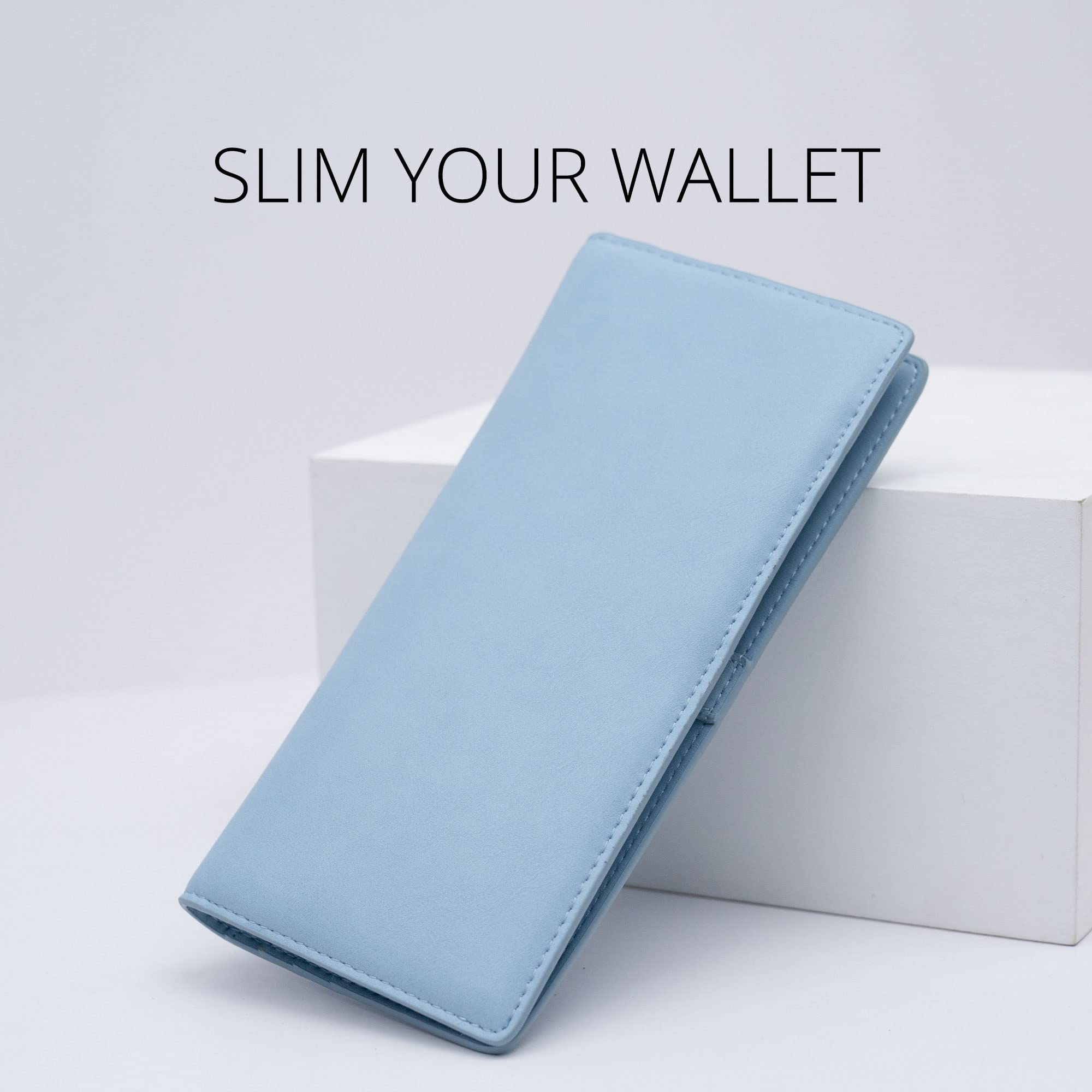 Women Wallet RFID Blocking Credit Card Holder Bifold Long Ladies Billfold (Purist Blue)