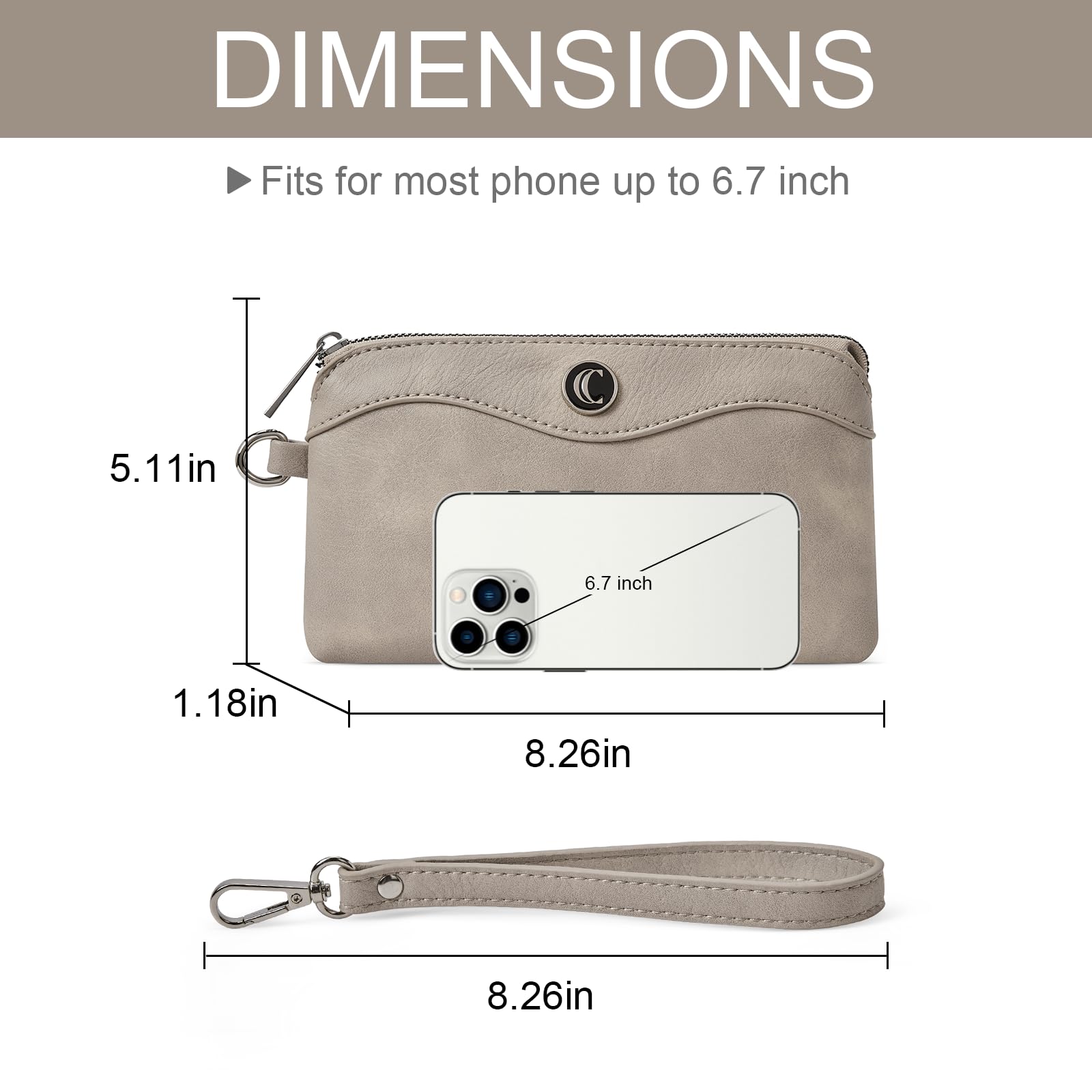 Womens Wallet Large Capacity Leather Wristlet Clutch Zipper Purse Slim Ladies Travel Credit Card Holder Phone Organizer