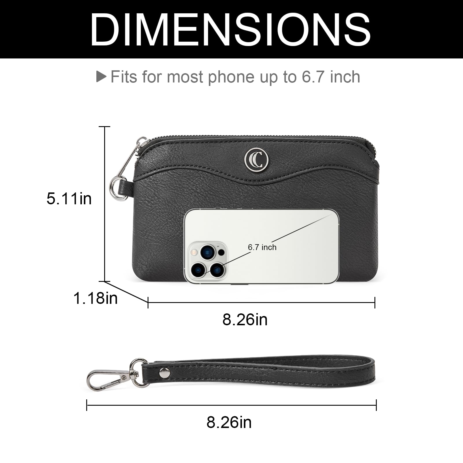 Womens Wallet Large Capacity Leather Wristlet Clutch Zipper Purse Slim Ladies Travel Credit Card Holder Phone Organizer