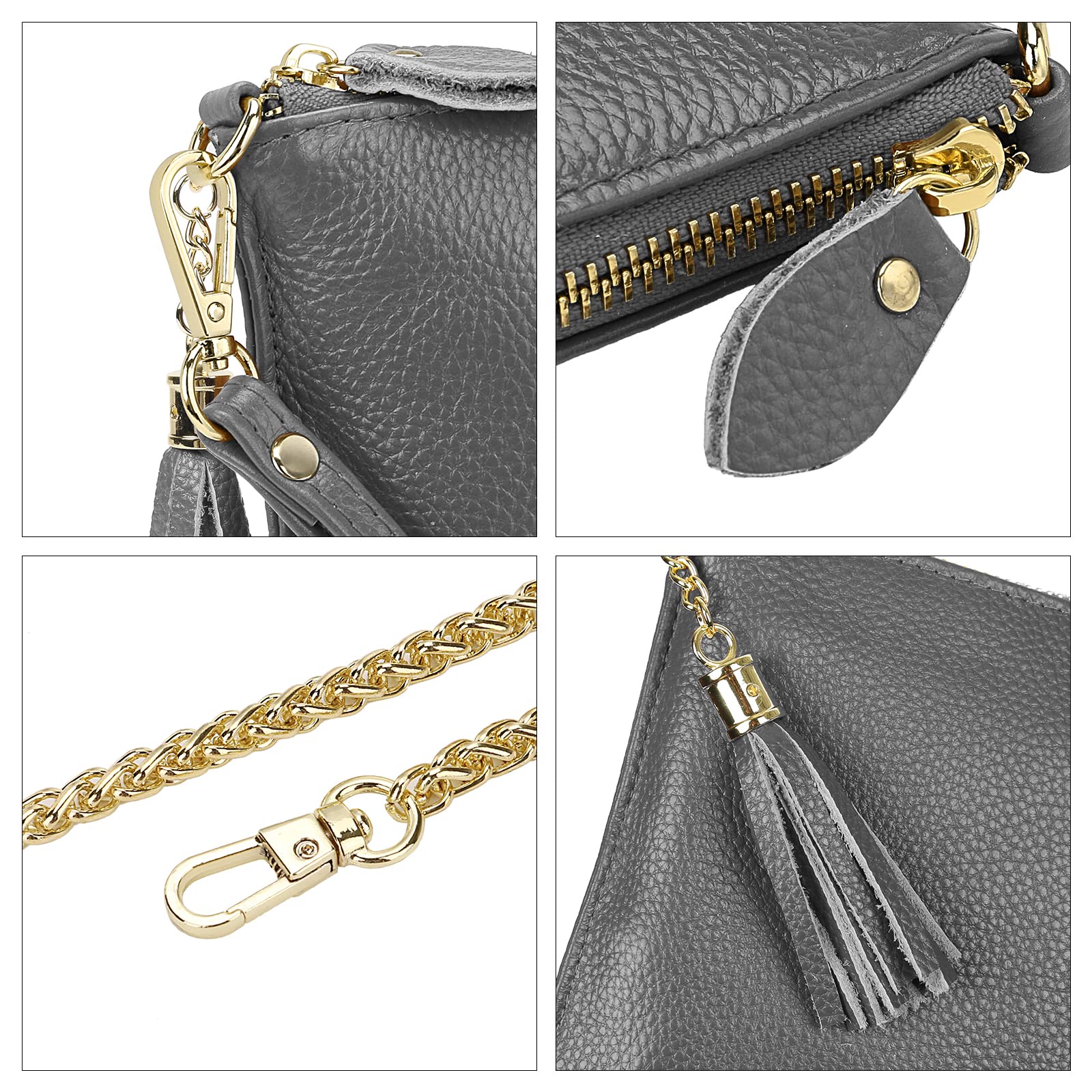 Wallet Wristlets Clutch Purses for Women Genuine Leather Crossbody Bag Handbag with Detachable Shoulder Chain