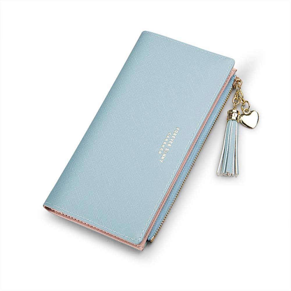 Womens Wallet Cute Elegant Long Slim Card Holder Case Minimalist Coin Purse Thin Tassels Zip Clutch Wallets for Girls Ladies